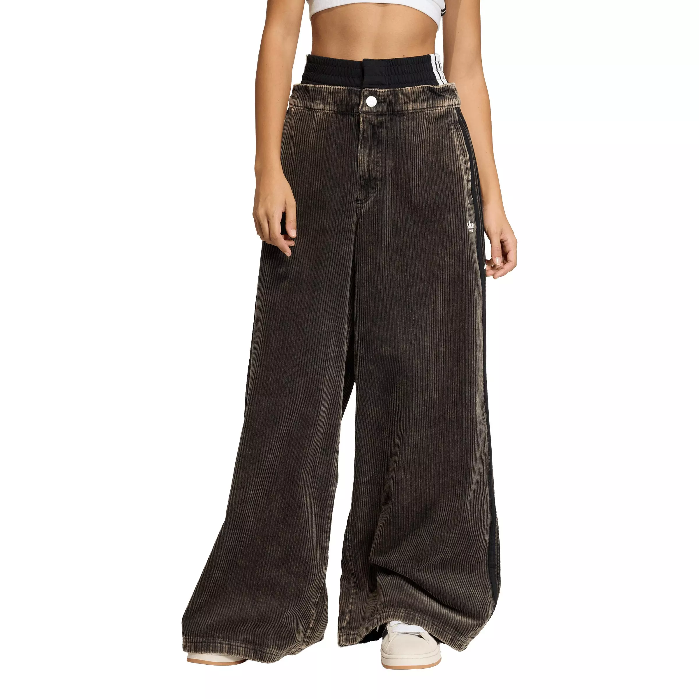 adidas Originals Women's SST Oversized Corduroy Pants - Black - BLACK