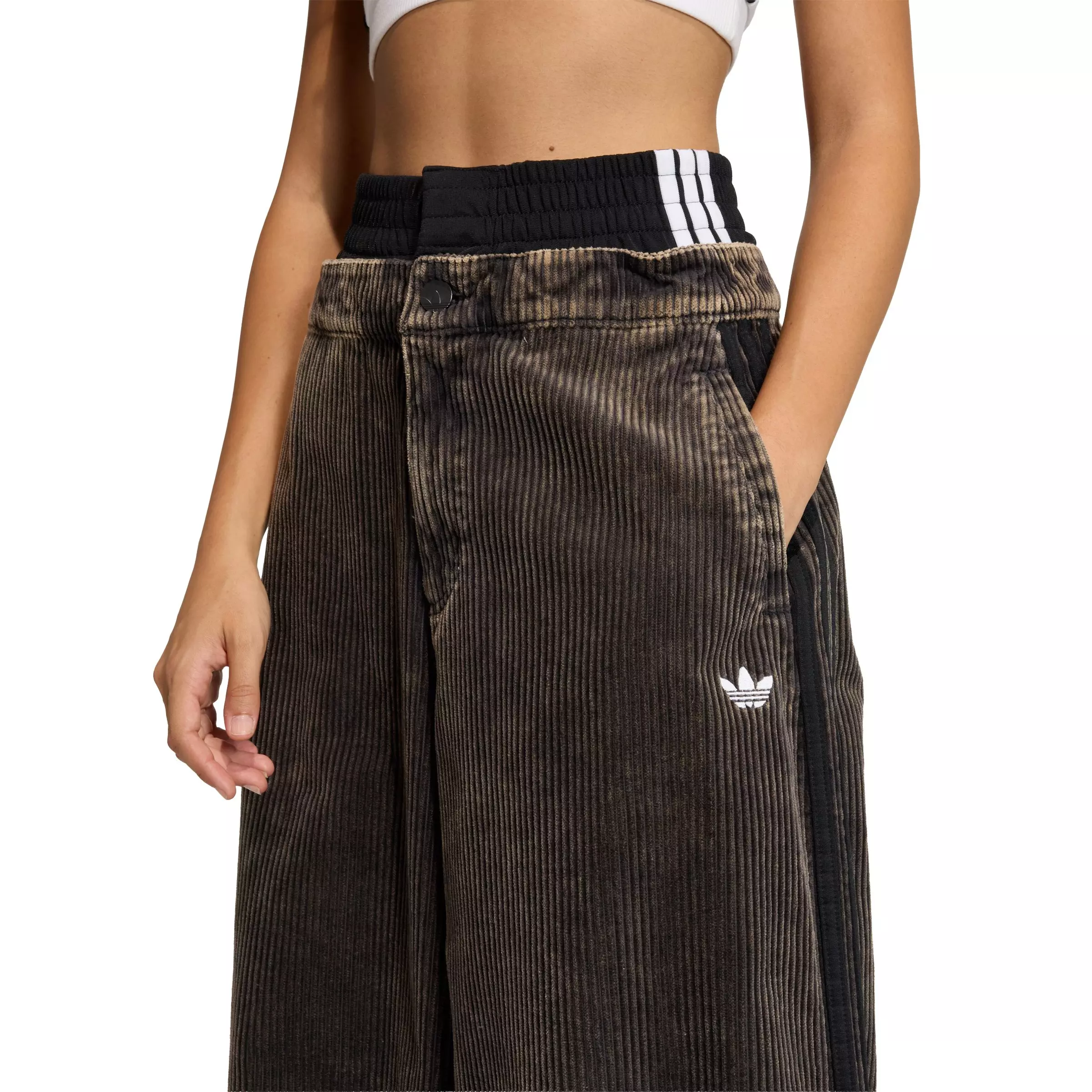 adidas Originals Women's SST Oversized Corduroy Pants - Black - BLACK