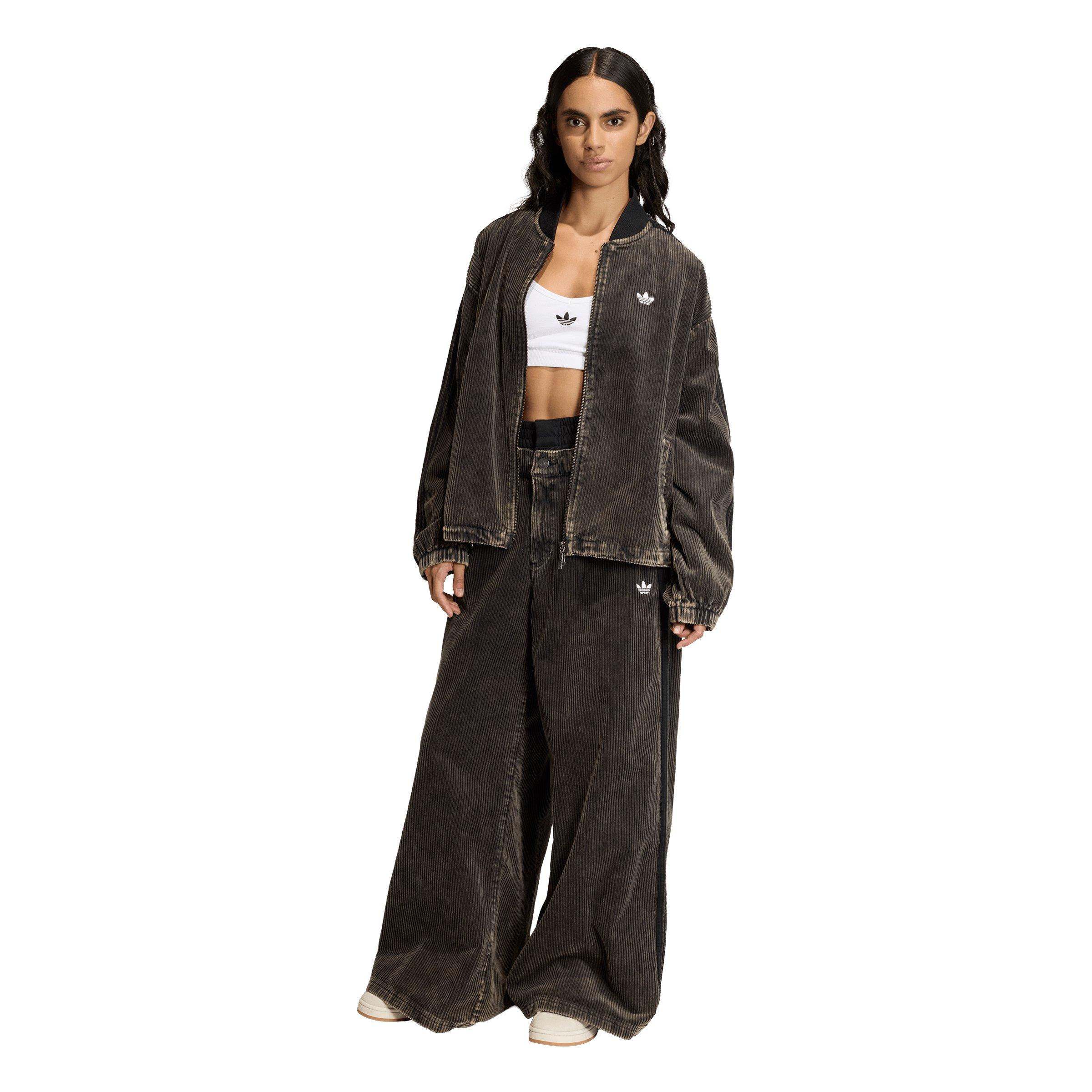 adidas Originals Women's SST Oversized Corduroy Pants - Black - BLACK Thumbnail View 5