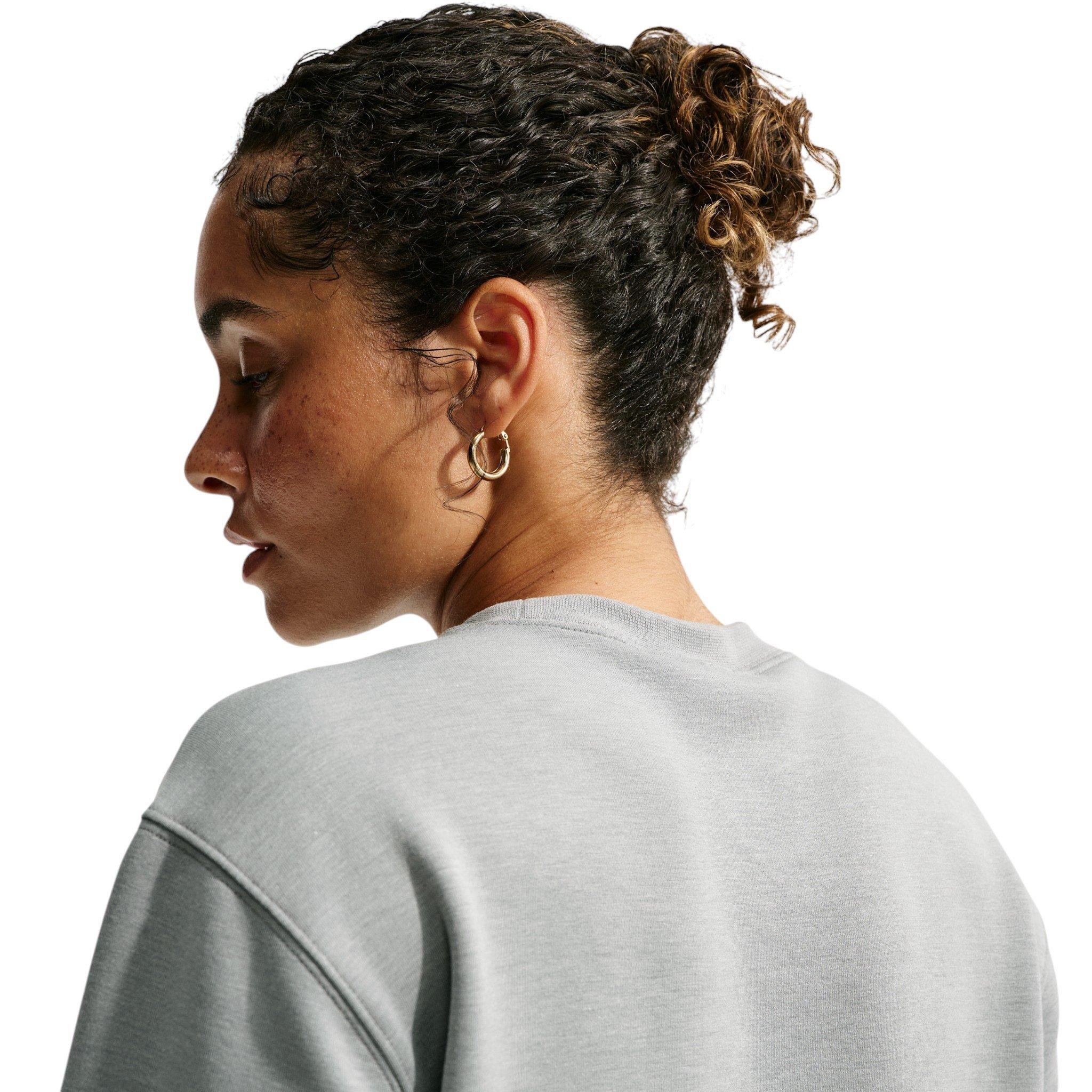 Nike Women's Studio Fleece Sport Dri-FIT Crewneck Sweatshirt - Grey/White - GREY/WHITE