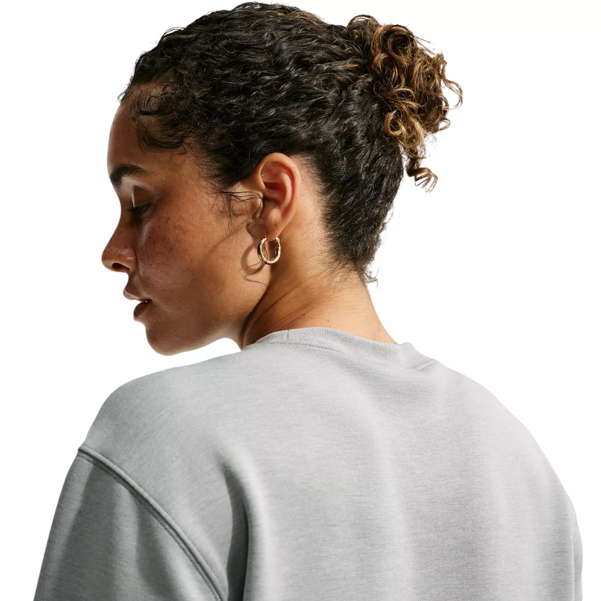 Nike Women's Studio Fleece Sport Dri-FIT Crewneck Sweatshirt - Grey/White - GREY/WHITE
