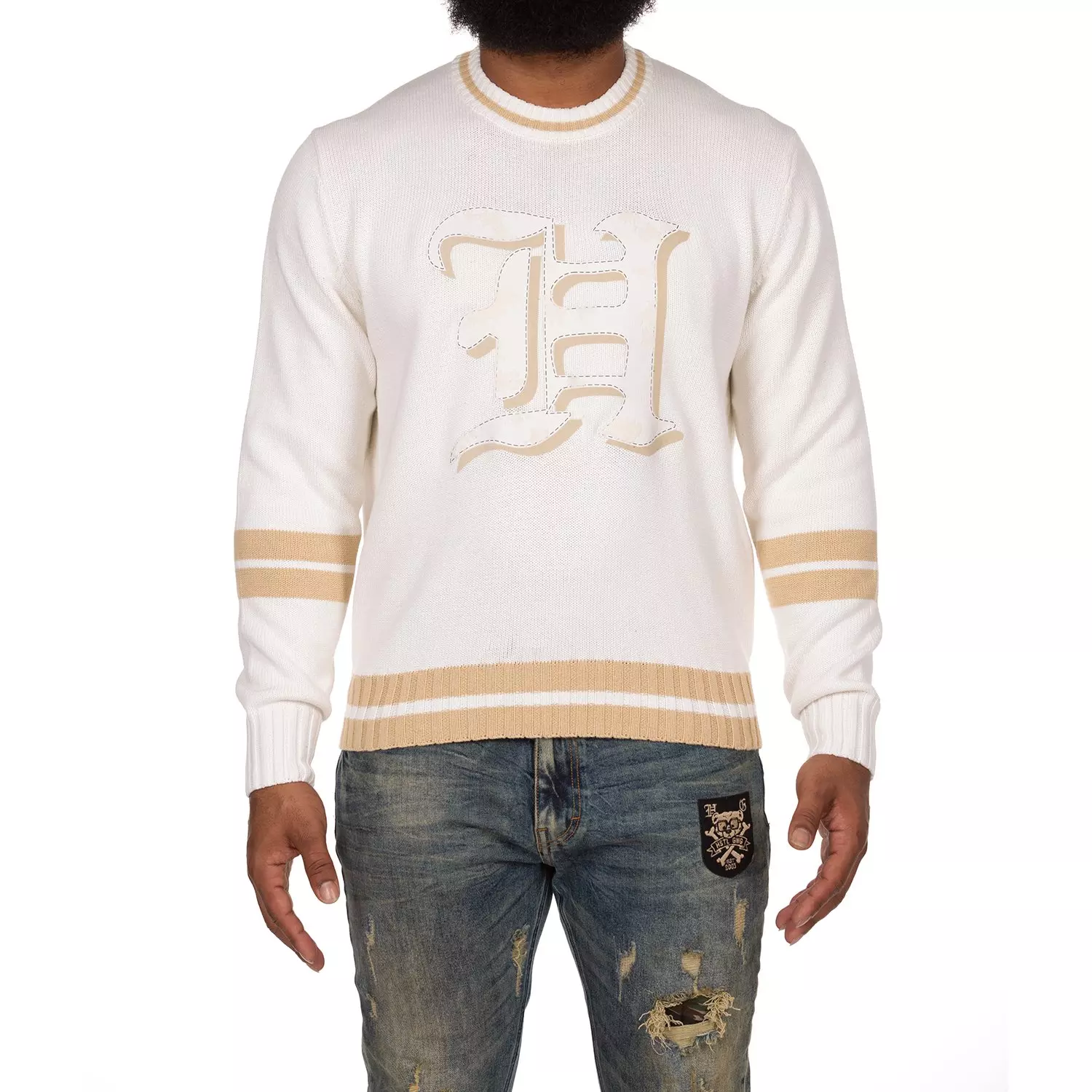Hustle Gang Men's Lucci Sweater - CREAM