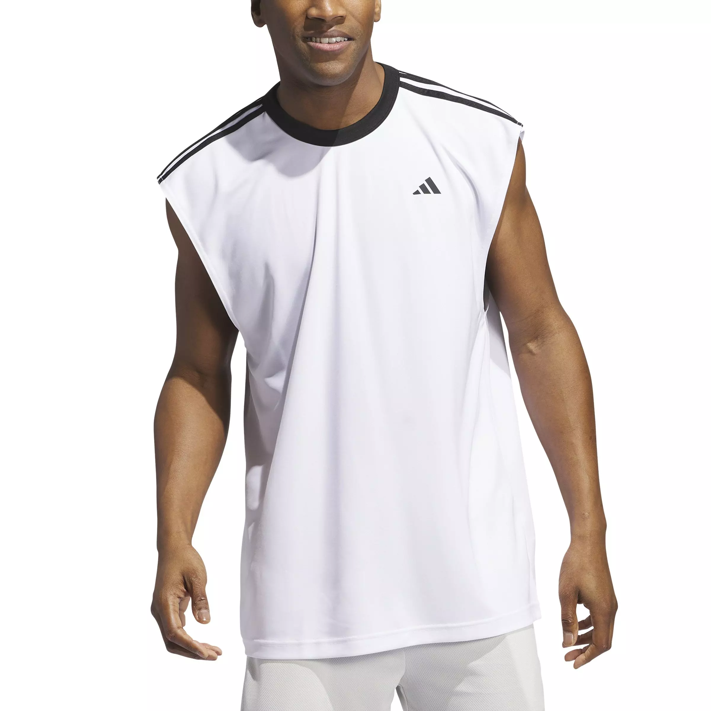 adidas Men's All-World Basketball Sleeveless Tee -White - WHITE