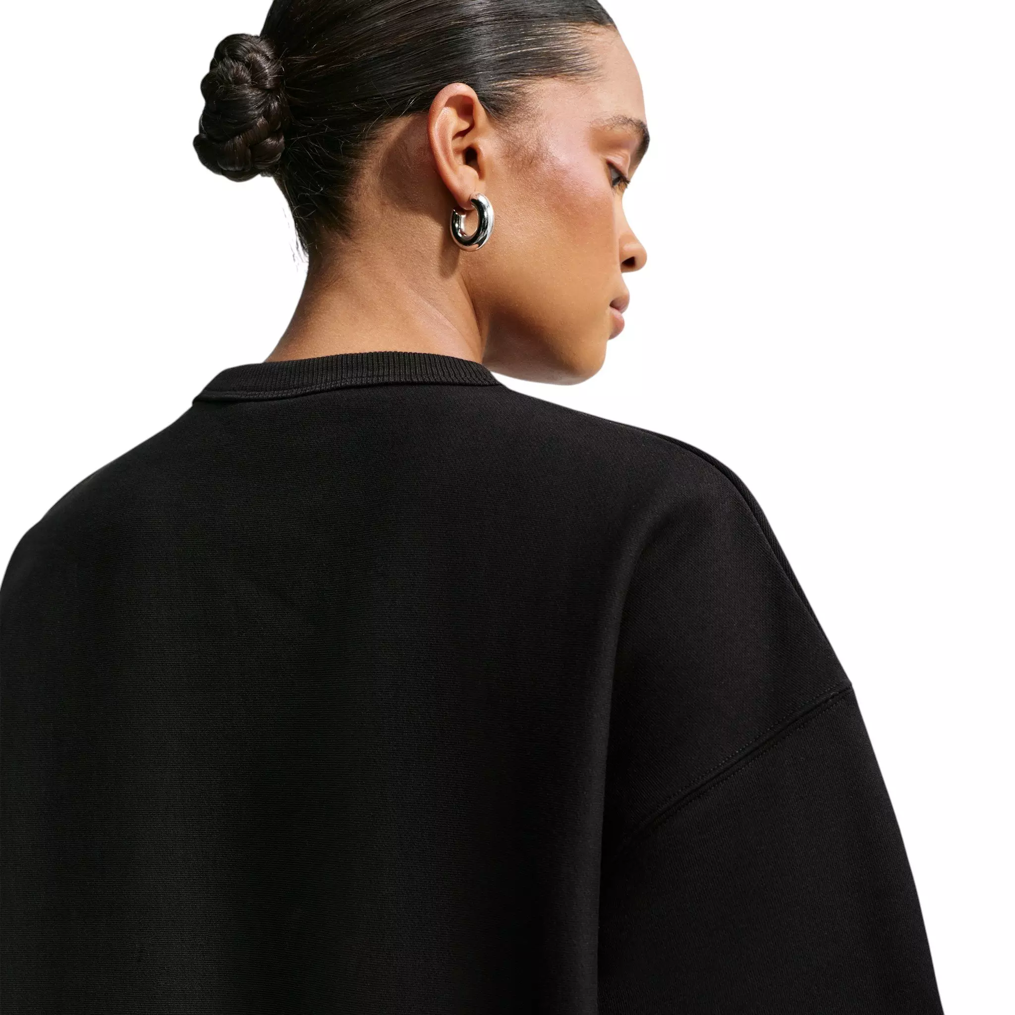 Nike Women's Studio Fleece Heavyweight Oversized Crewneck - Black/Off-White - BLACK/OFF-WHITE
