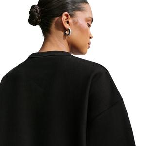 Nike Women's Studio Fleece Heavyweight Oversized Crewneck - Black/Off-White - BLACK/OFF-WHITE