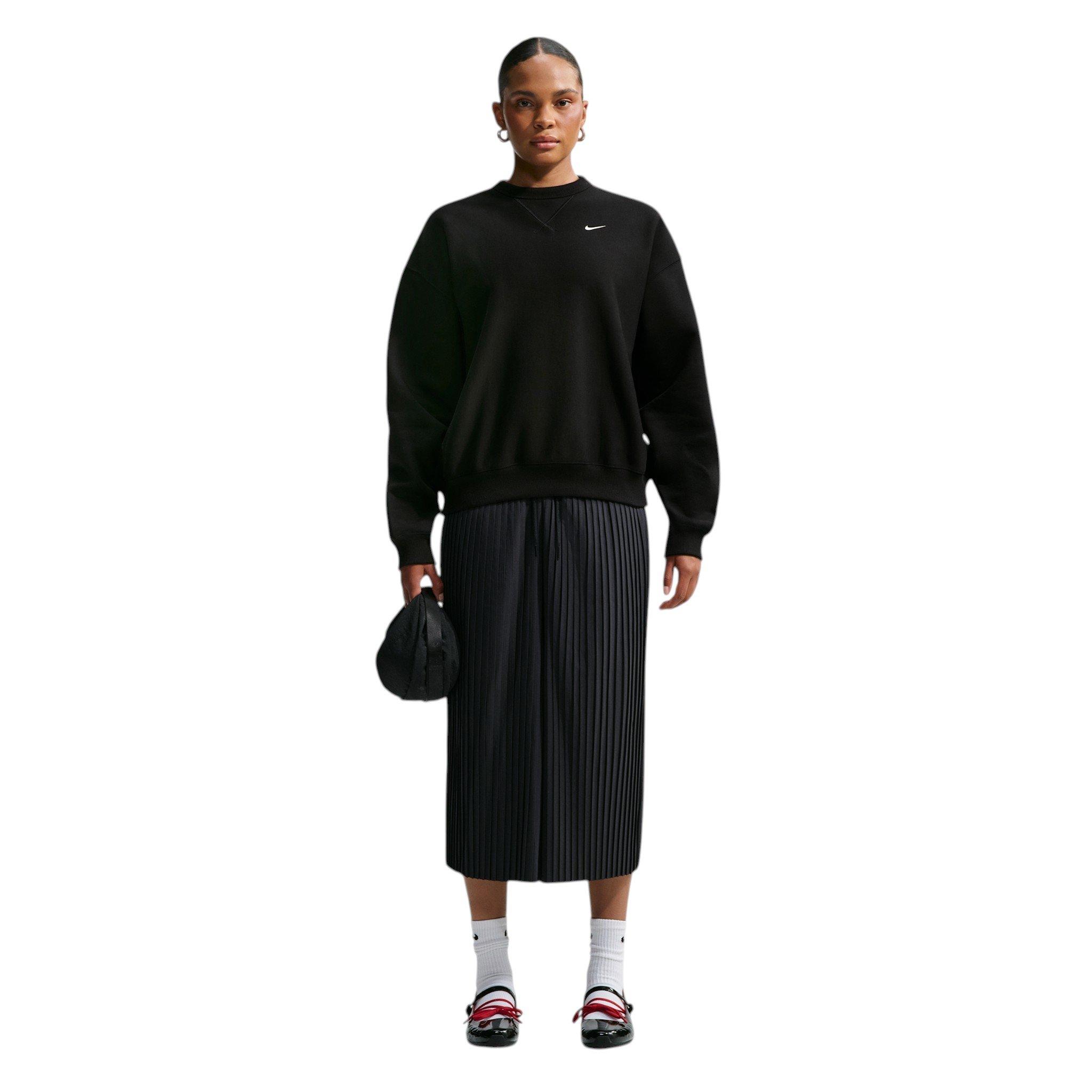 Nike Women's Studio Fleece Heavyweight Oversized Crewneck - Black/Off-White - BLACK/OFF-WHITE