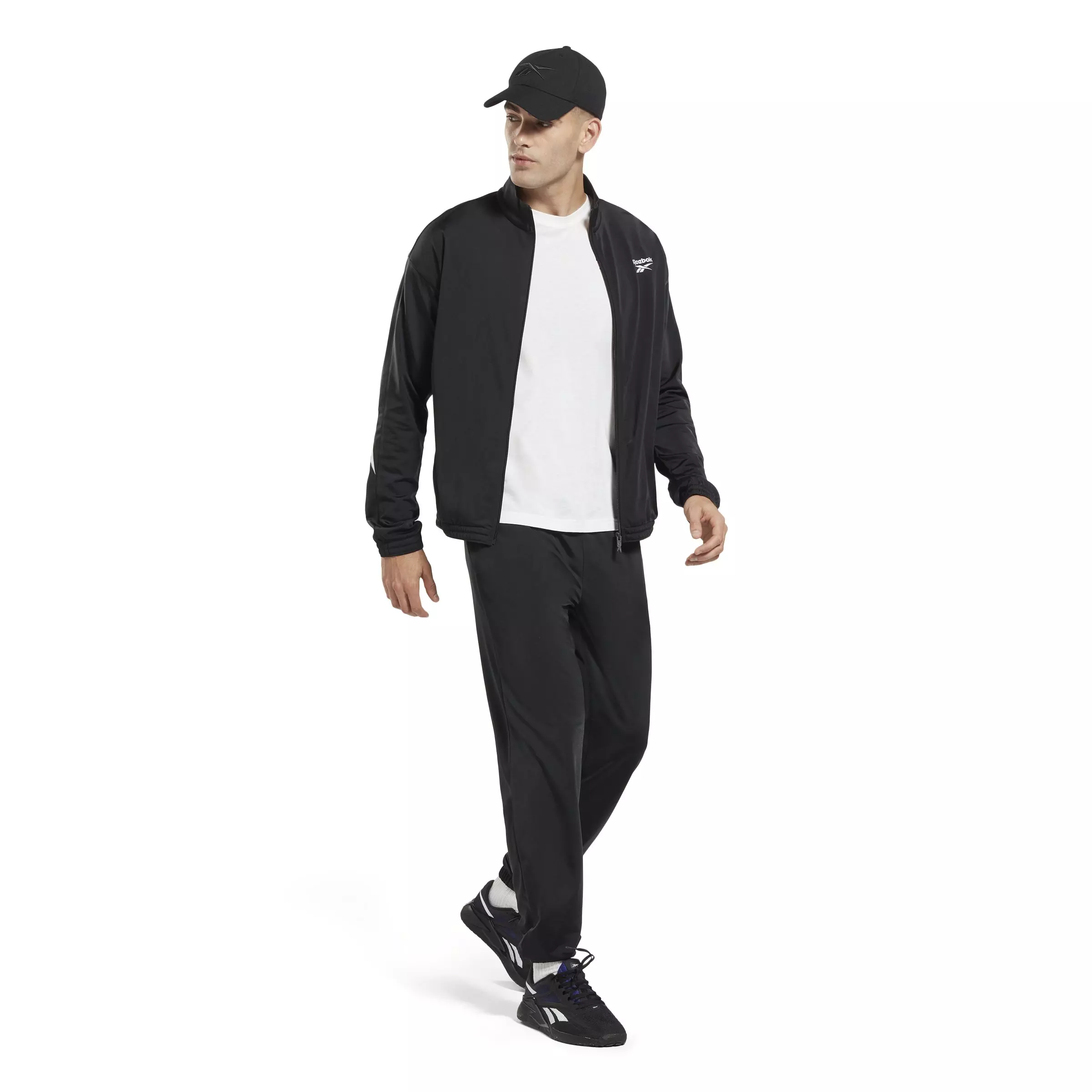 Reebok Men's Identity Vector Knit Track Pants- Black - BLACK