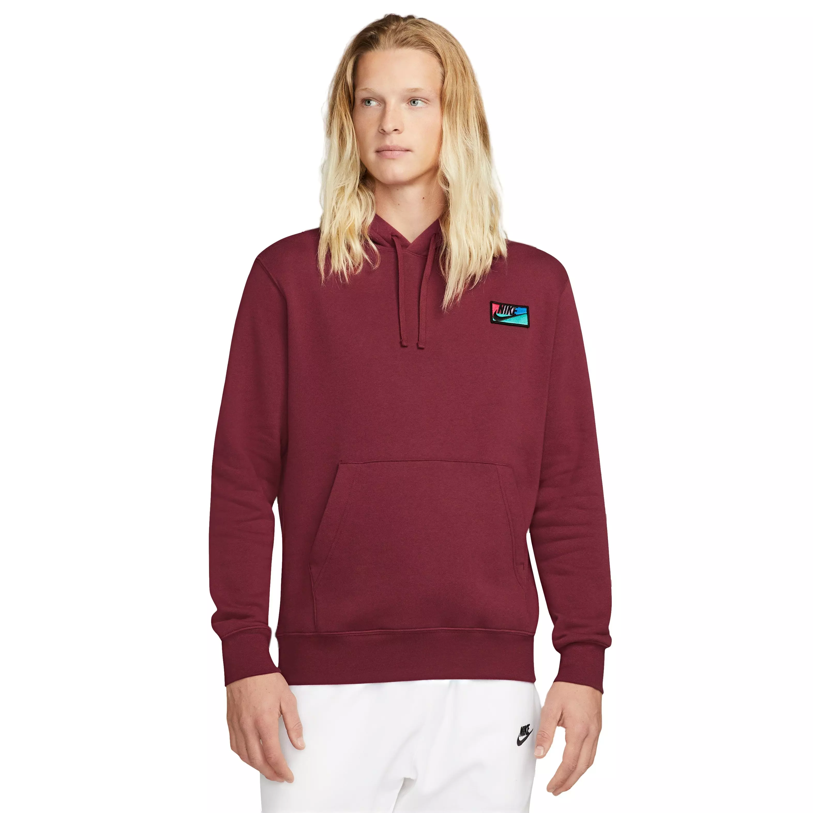 Nike Men's Club Fleece Patch Pullover Hoodie - RED