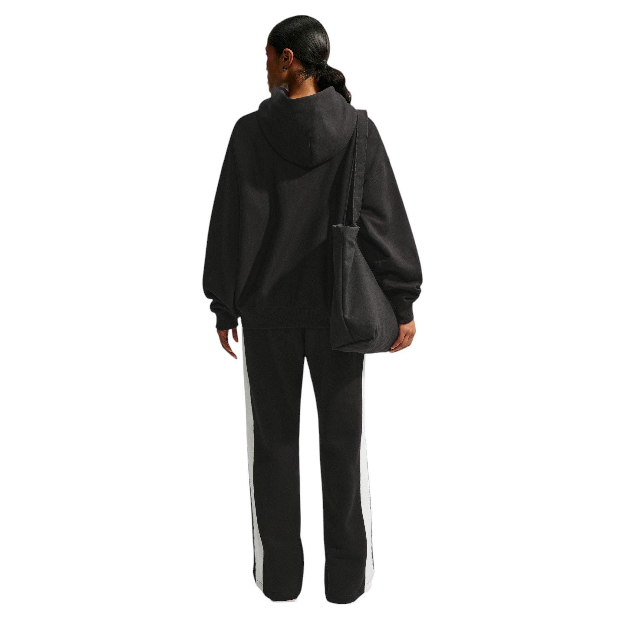 Nike Women's Studio Fleece Heavyweight Oversized Pullover Hoodie - Black/Off-White - BLACK/OFF-WHITE