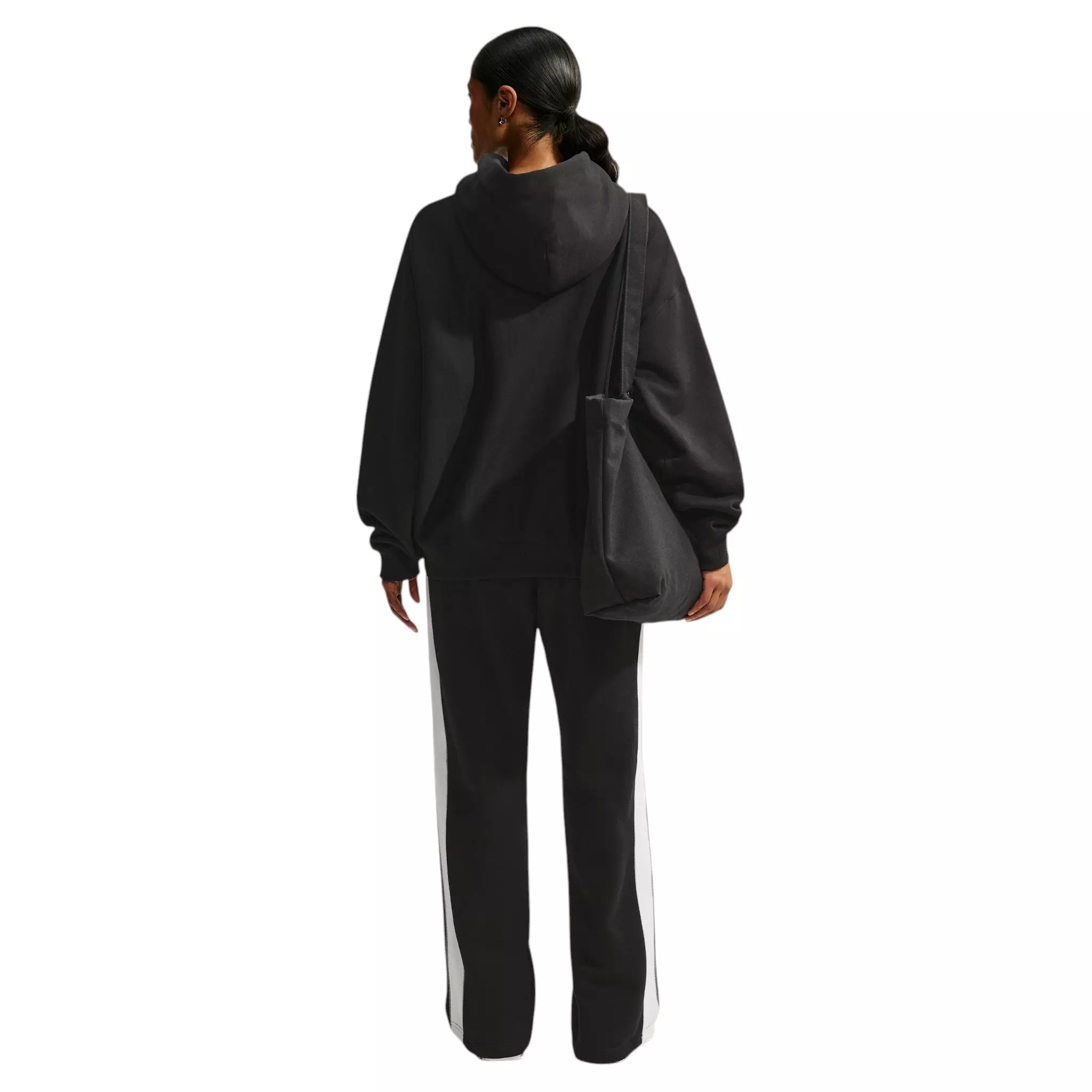 Nike Women's Studio Fleece Heavyweight Oversized Pullover Hoodie - Black/Off-White - BLACK/OFF-WHITE