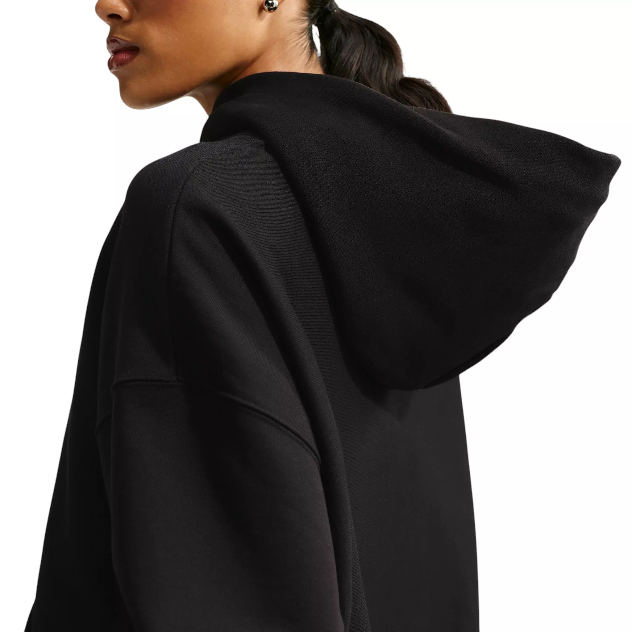 Nike Women's Studio Fleece Heavyweight Oversized Pullover Hoodie - Black/Off-White - BLACK/OFF-WHITE