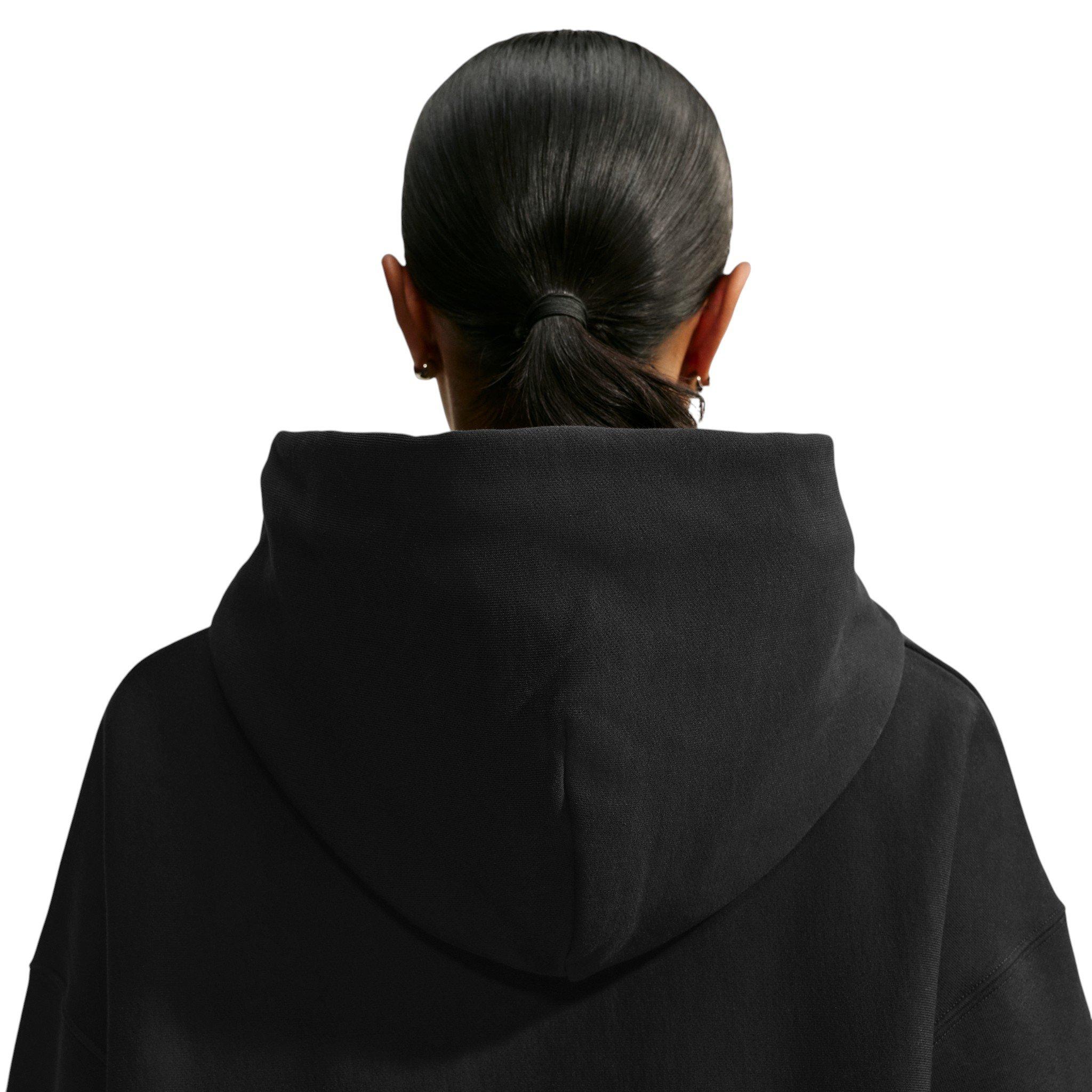 Nike Women's Studio Fleece Heavyweight Oversized Pullover Hoodie - Black/Off-White - BLACK/OFF-WHITE
