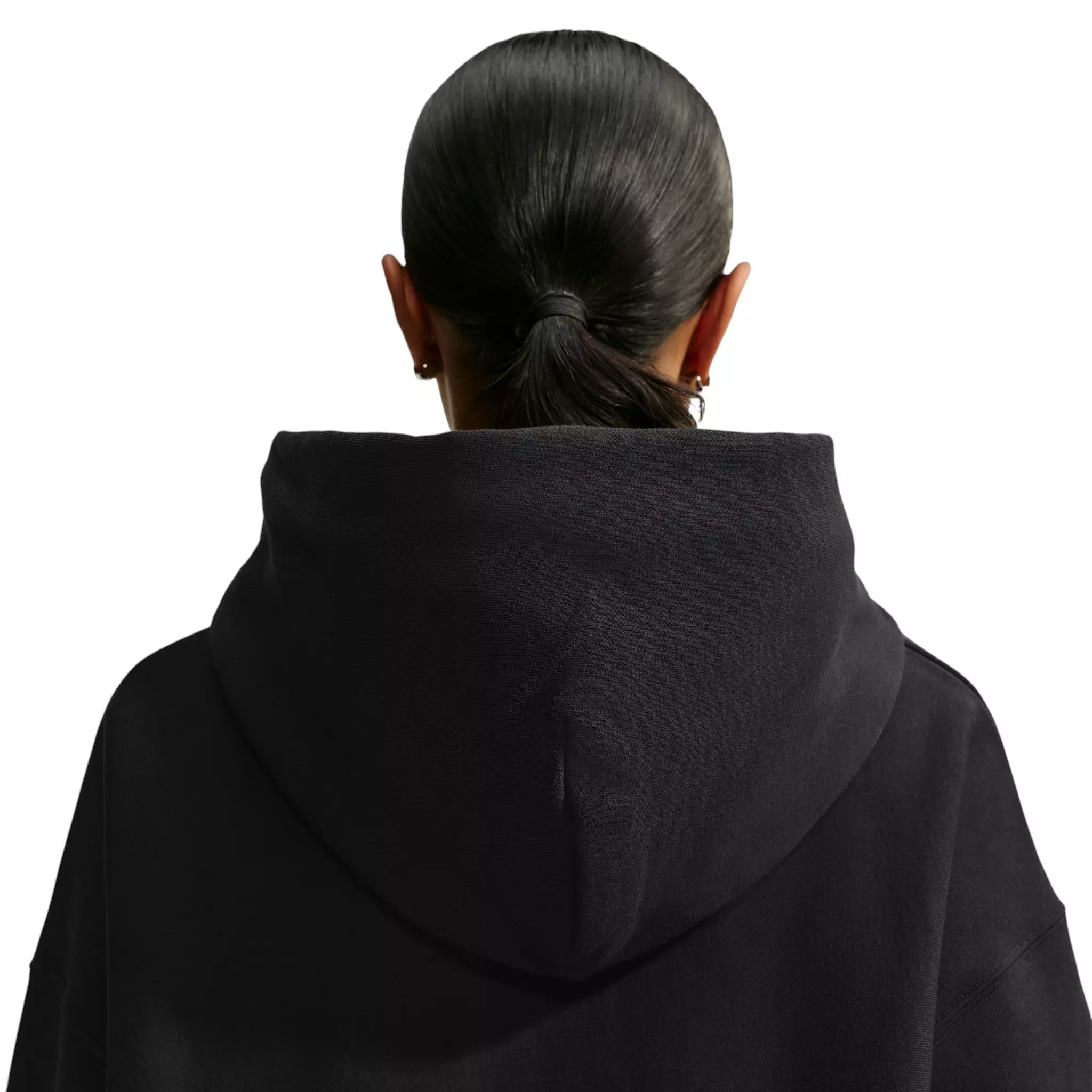 Nike Women's Studio Fleece Heavyweight Oversized Pullover Hoodie - Black/Off-White - BLACK/OFF-WHITE