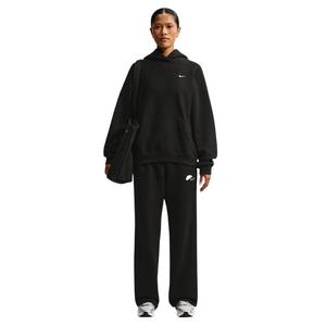 Nike Women's Studio Fleece Heavyweight Oversized Pullover Hoodie - Black/Off-White - BLACK/OFF-WHITE