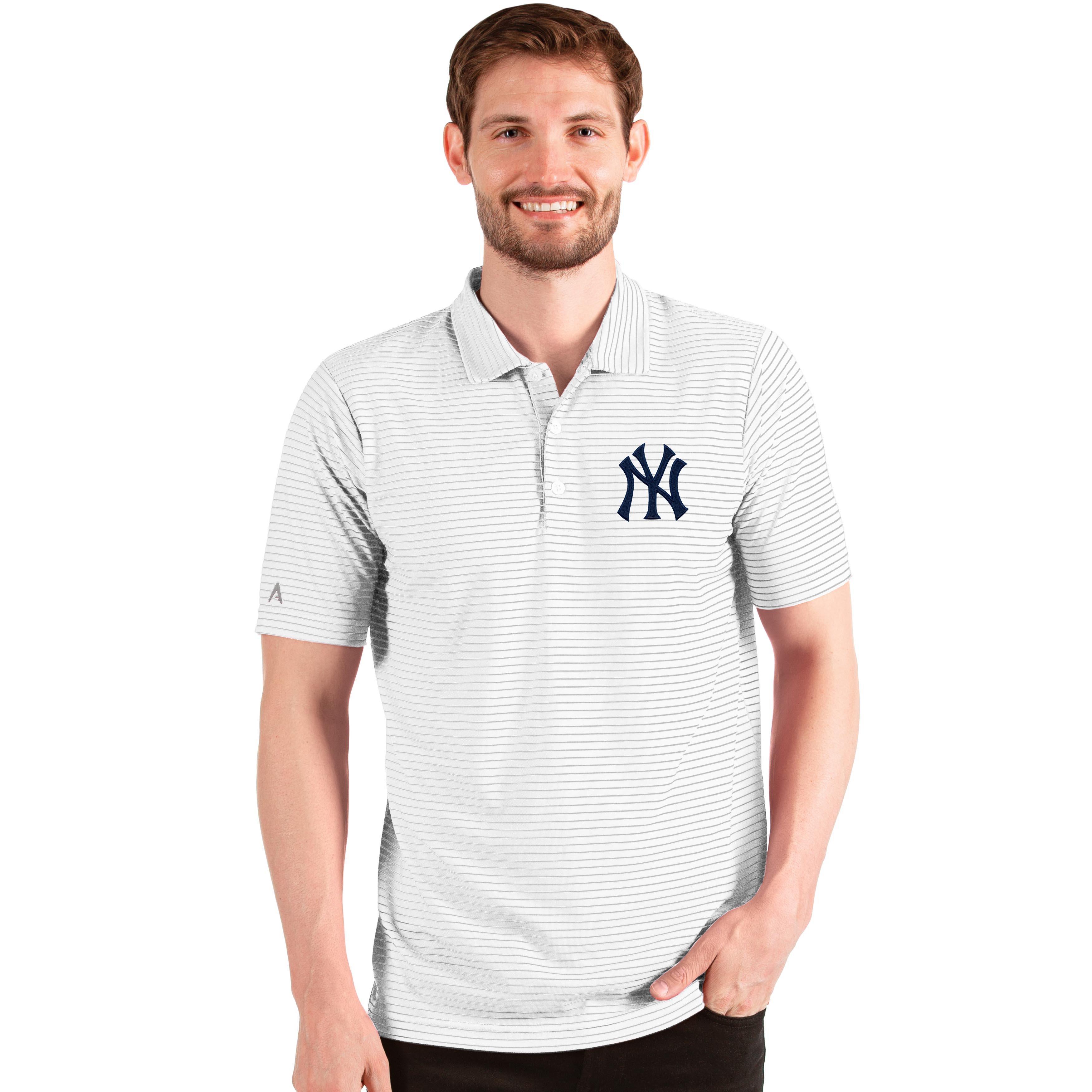 Men's Antigua New York Yankees White Balance Polo