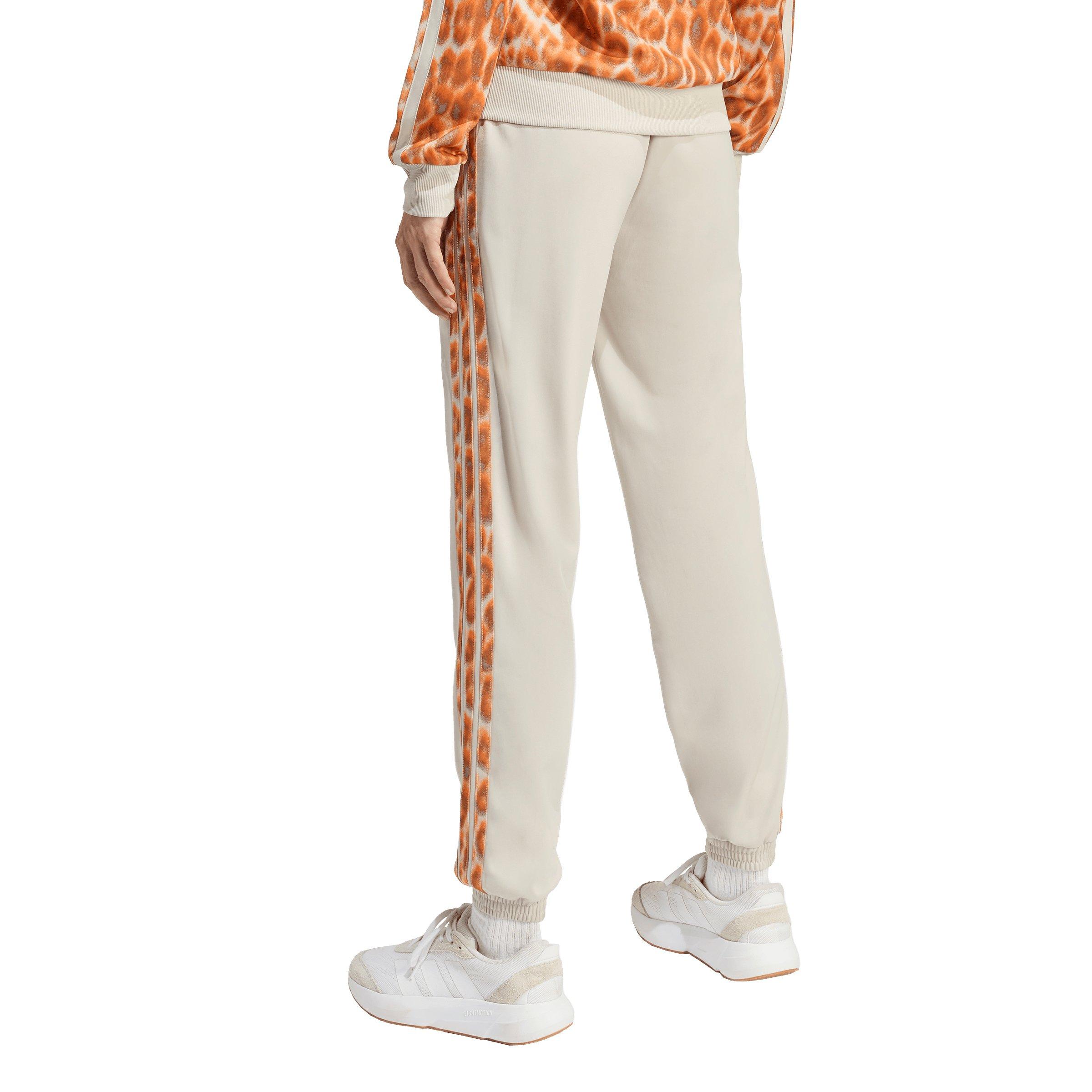 adidas Women's Tricot Leopard Print 3-Stripes Track Pants - Beige - BEIGE Thumbnail View 2