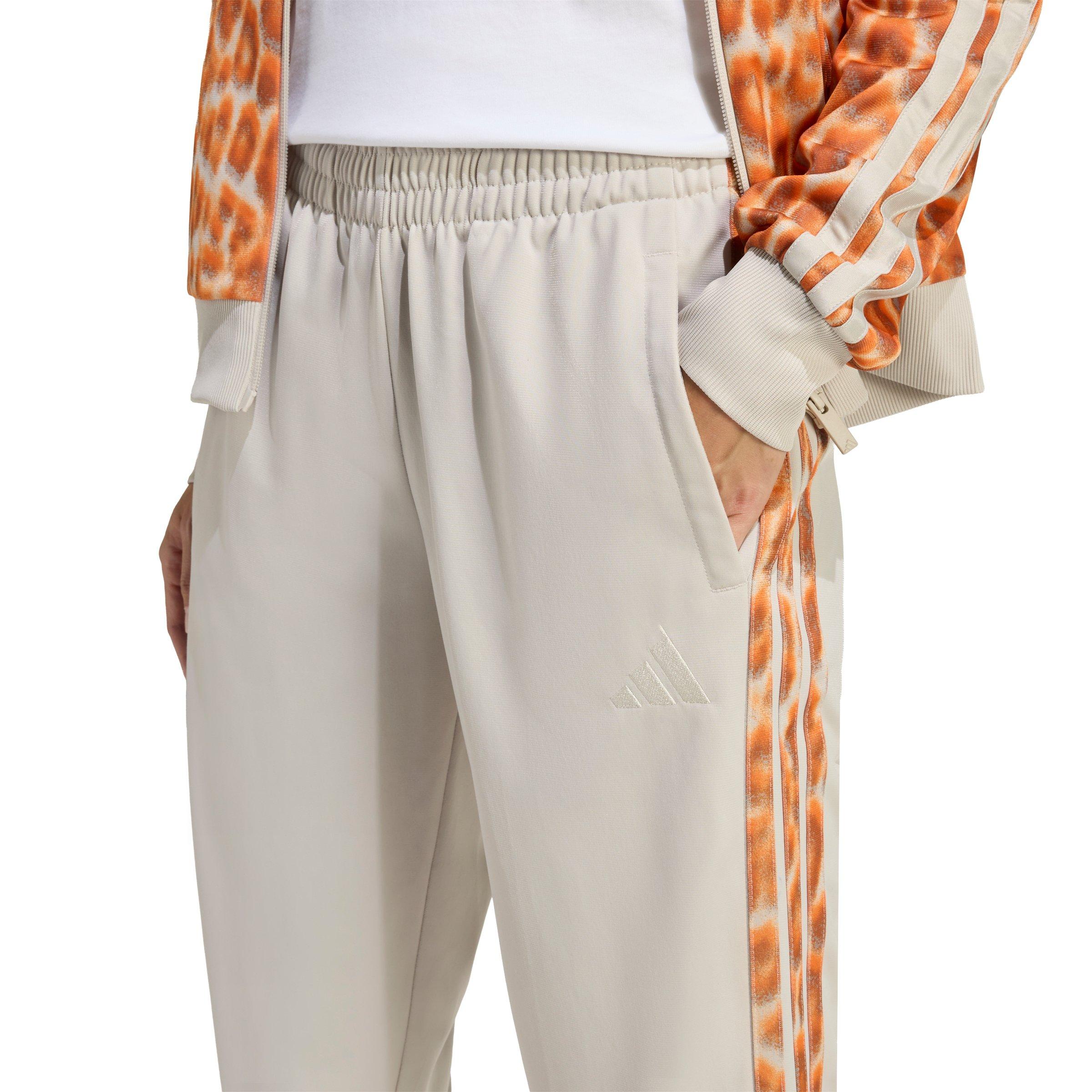 adidas Women's Tricot Leopard Print 3-Stripes Track Pants - Beige - BEIGE Thumbnail View 3