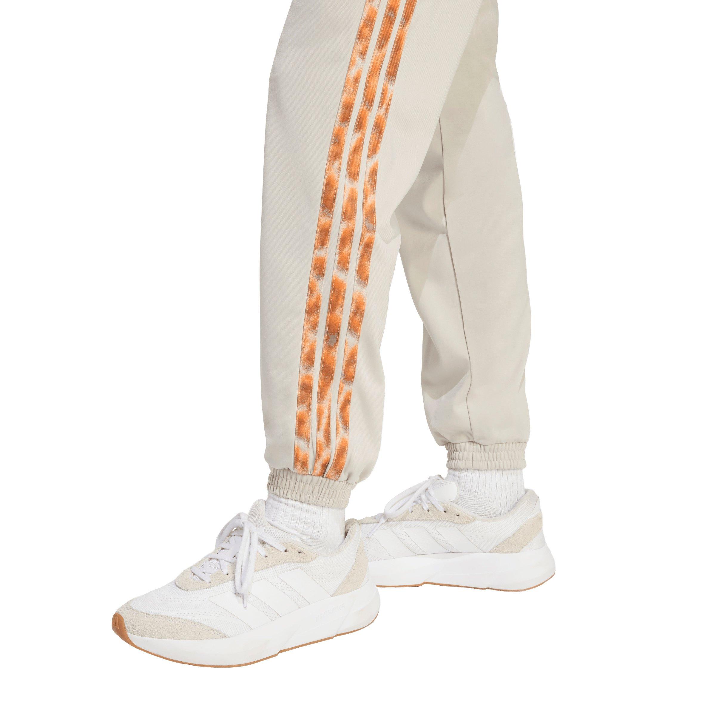 adidas Women's Tricot Leopard Print 3-Stripes Track Pants - Beige - BEIGE Thumbnail View 4