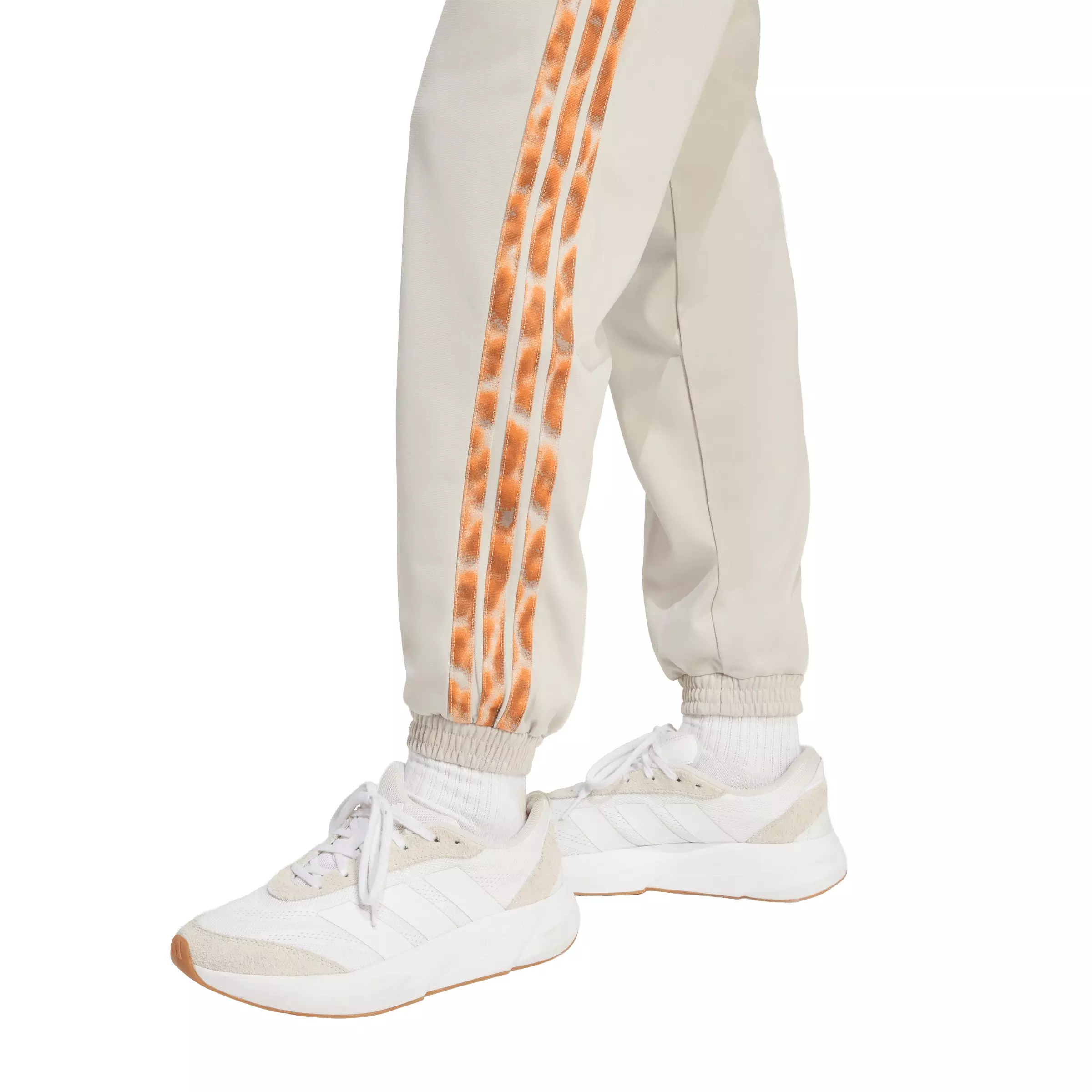 adidas Women's Tricot Leopard Print 3-Stripes Track Pants - Beige - BEIGE