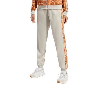 adidas Women's Tricot Leopard Print 3-Stripes Track Pants - Beige