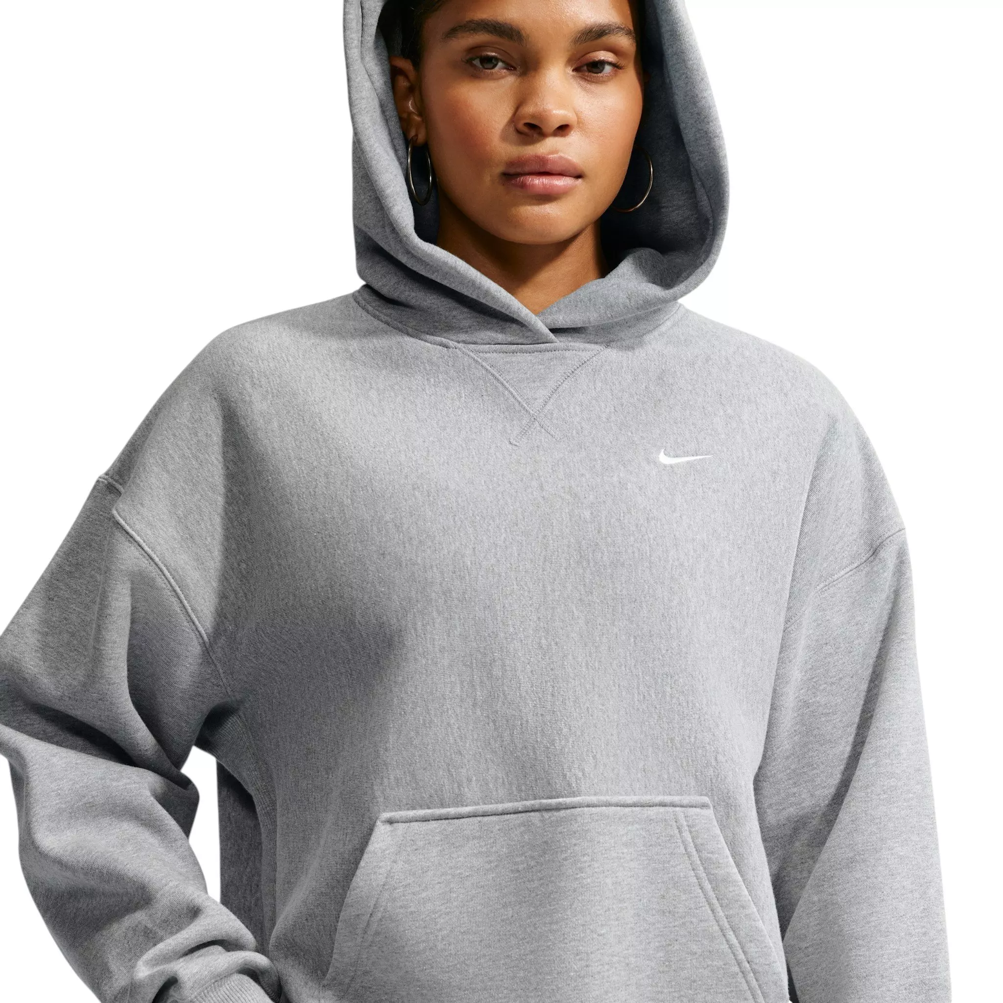 Nike Women's Studio Fleece Heavyweight Oversized Pullover Hoodie - Grey - GREY