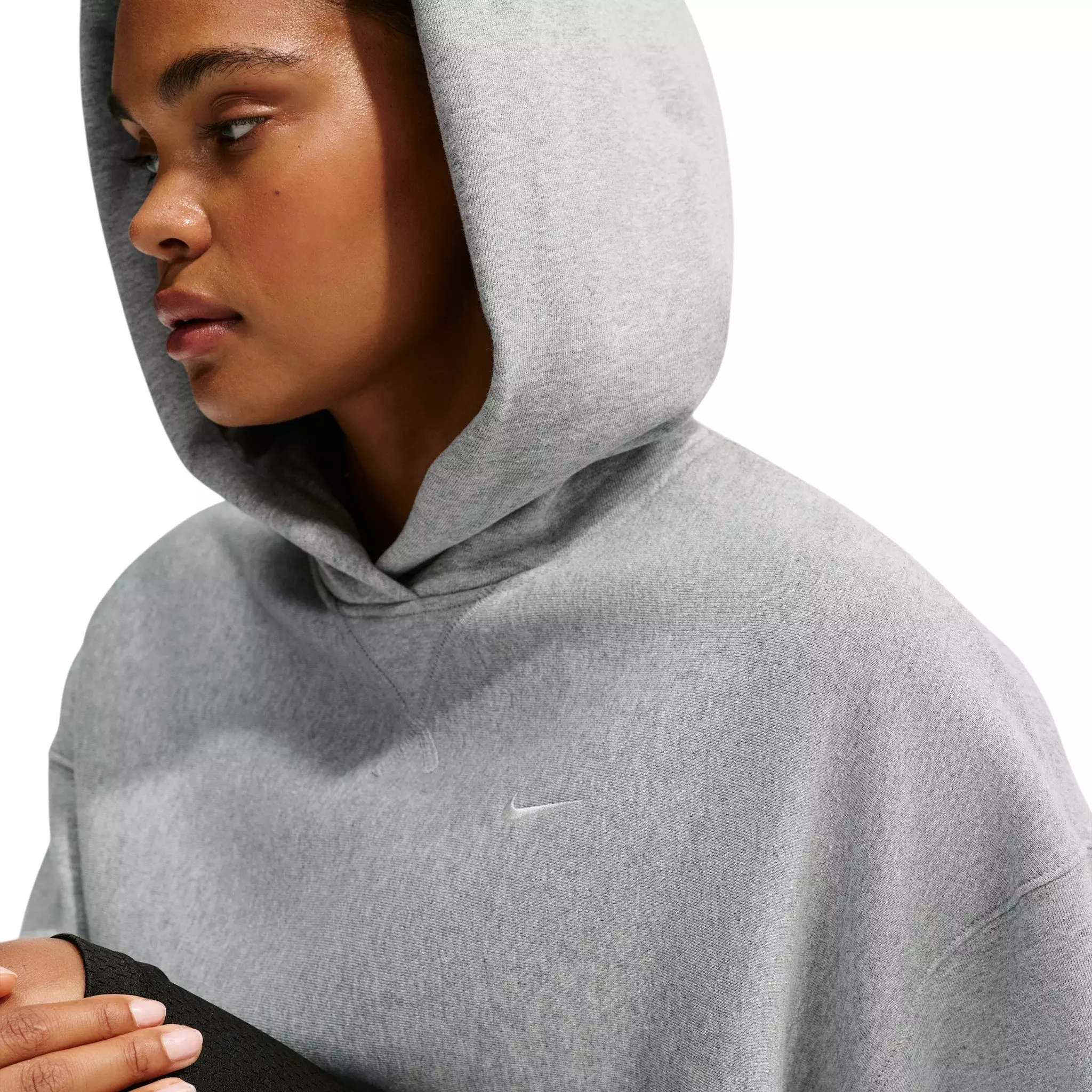 Nike Women's Studio Fleece Heavyweight Oversized Pullover Hoodie - Grey - GREY