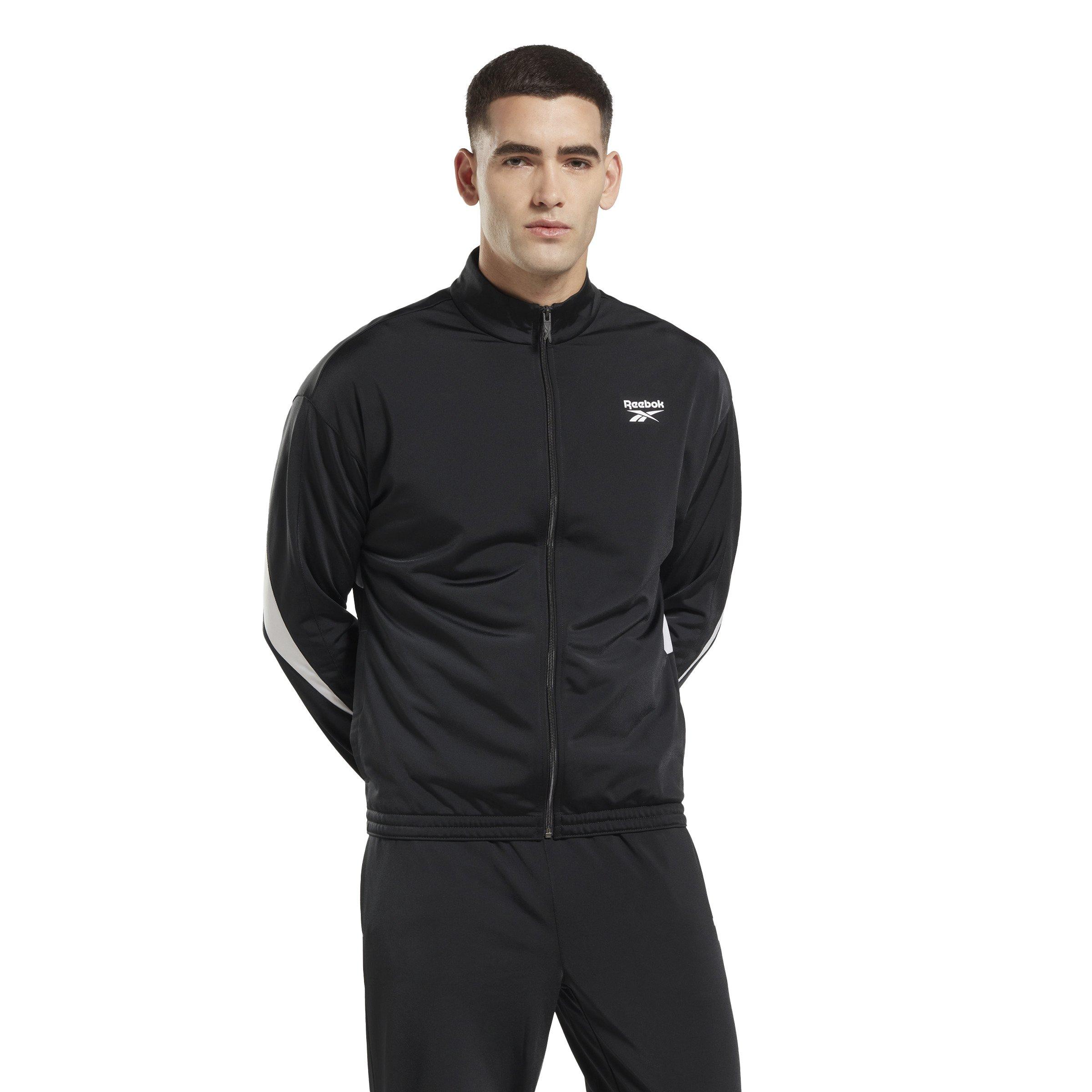 Reebok Men's ID Vector Track Jacket- Black - BLACK/WHITE Thumbnail View 1