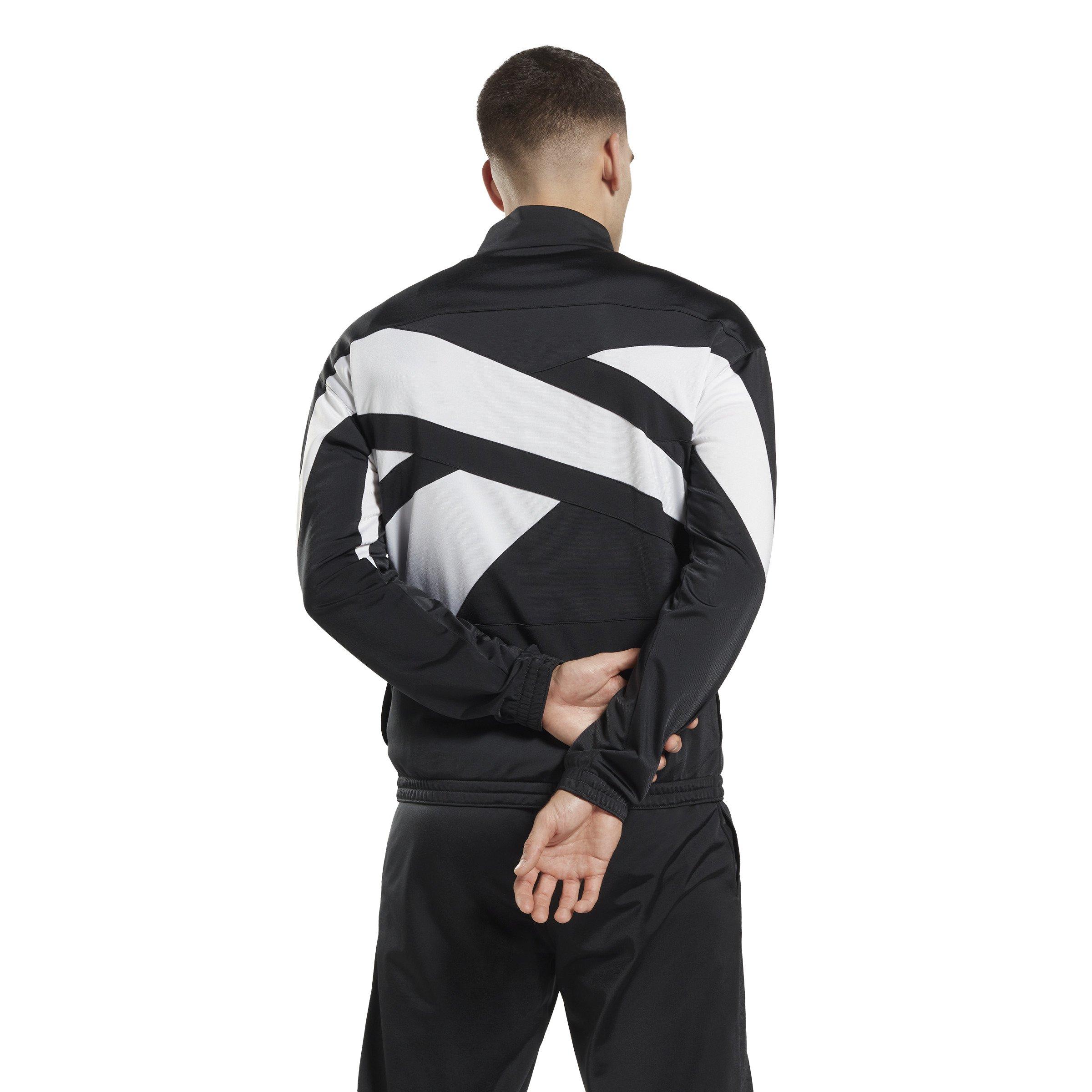 Reebok Men's ID Vector Track Jacket- Black - BLACK/WHITE Thumbnail View 2