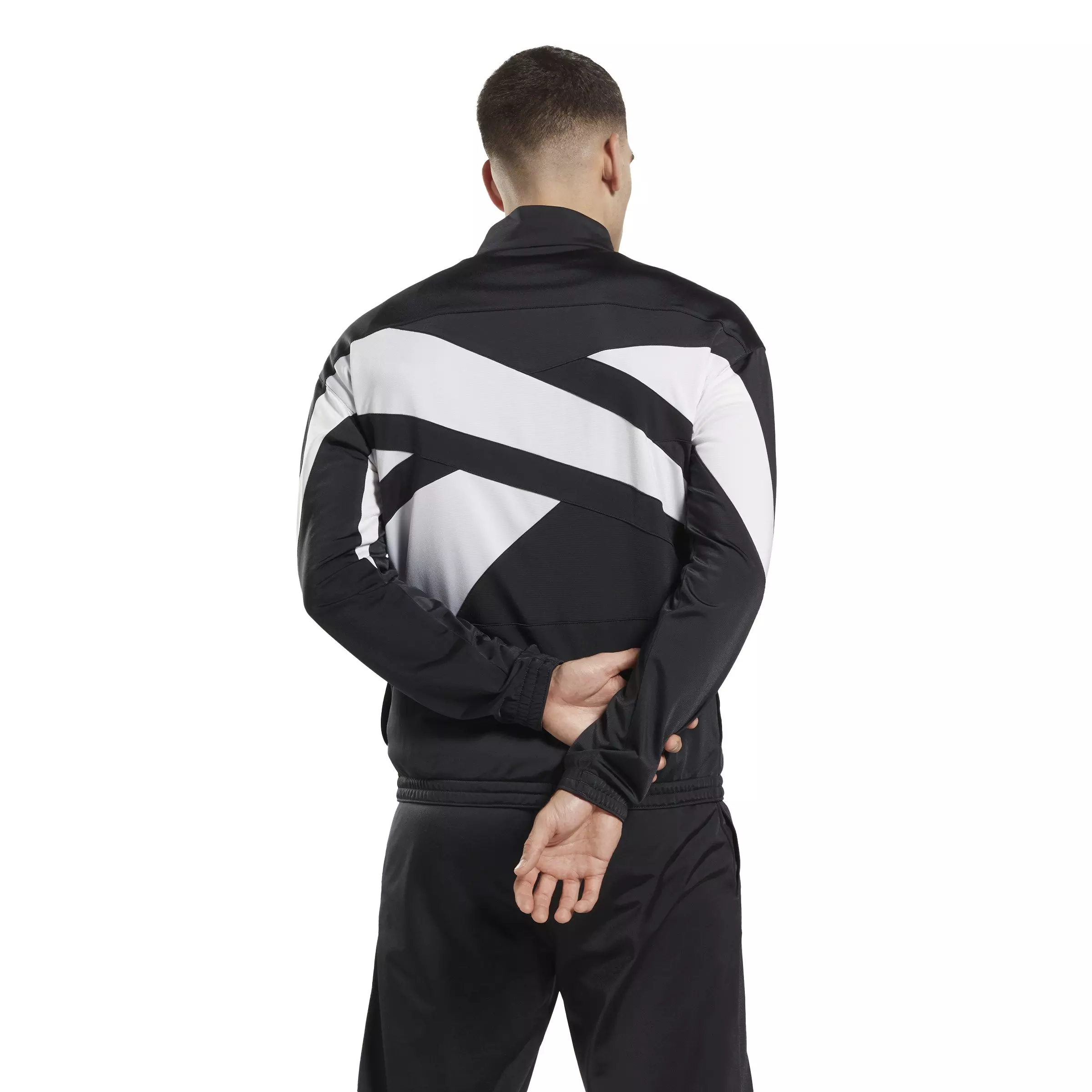 Reebok Men's ID Vector Track Jacket- Black - BLACK/WHITE
