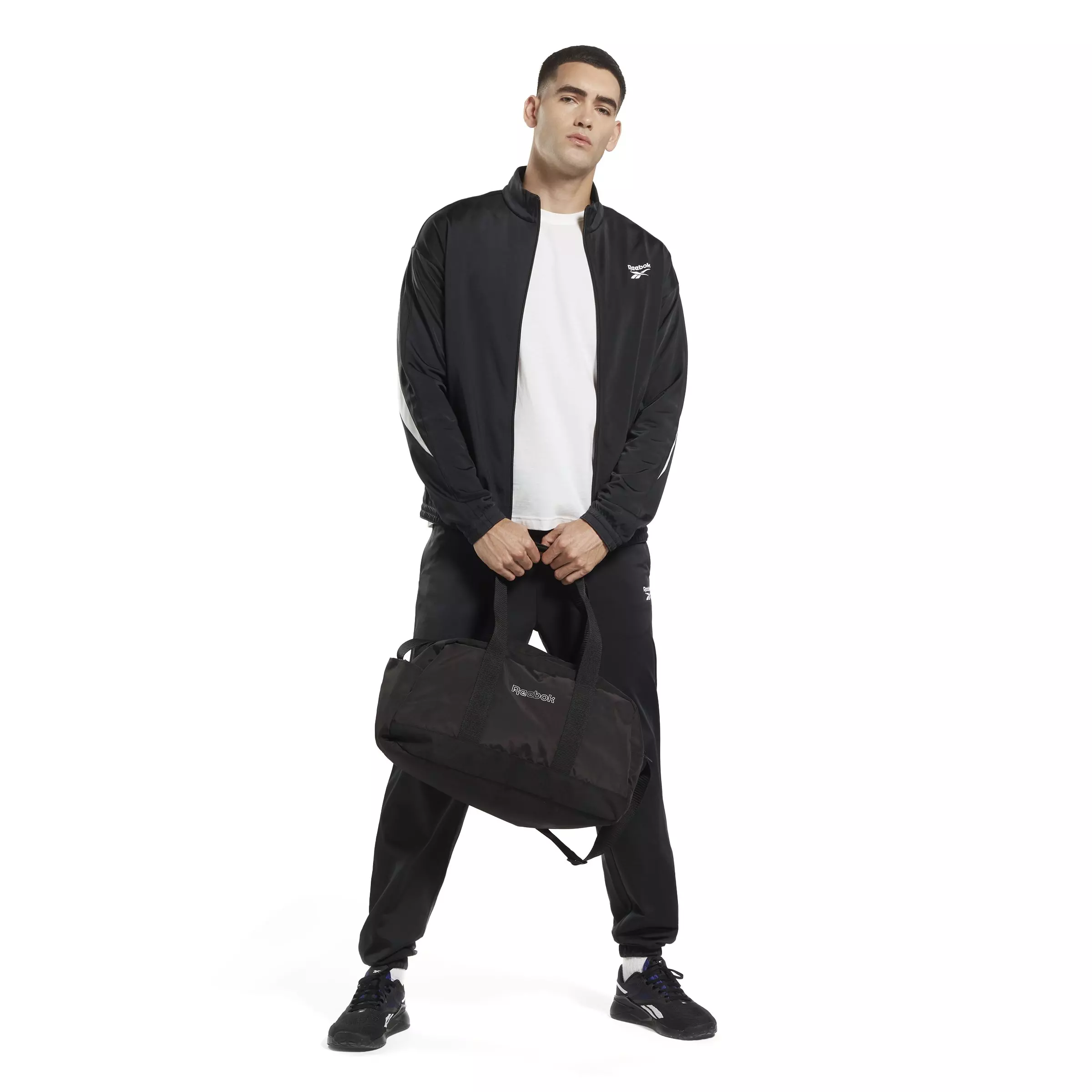 Reebok Men's ID Vector Track Jacket- Black - BLACK/WHITE