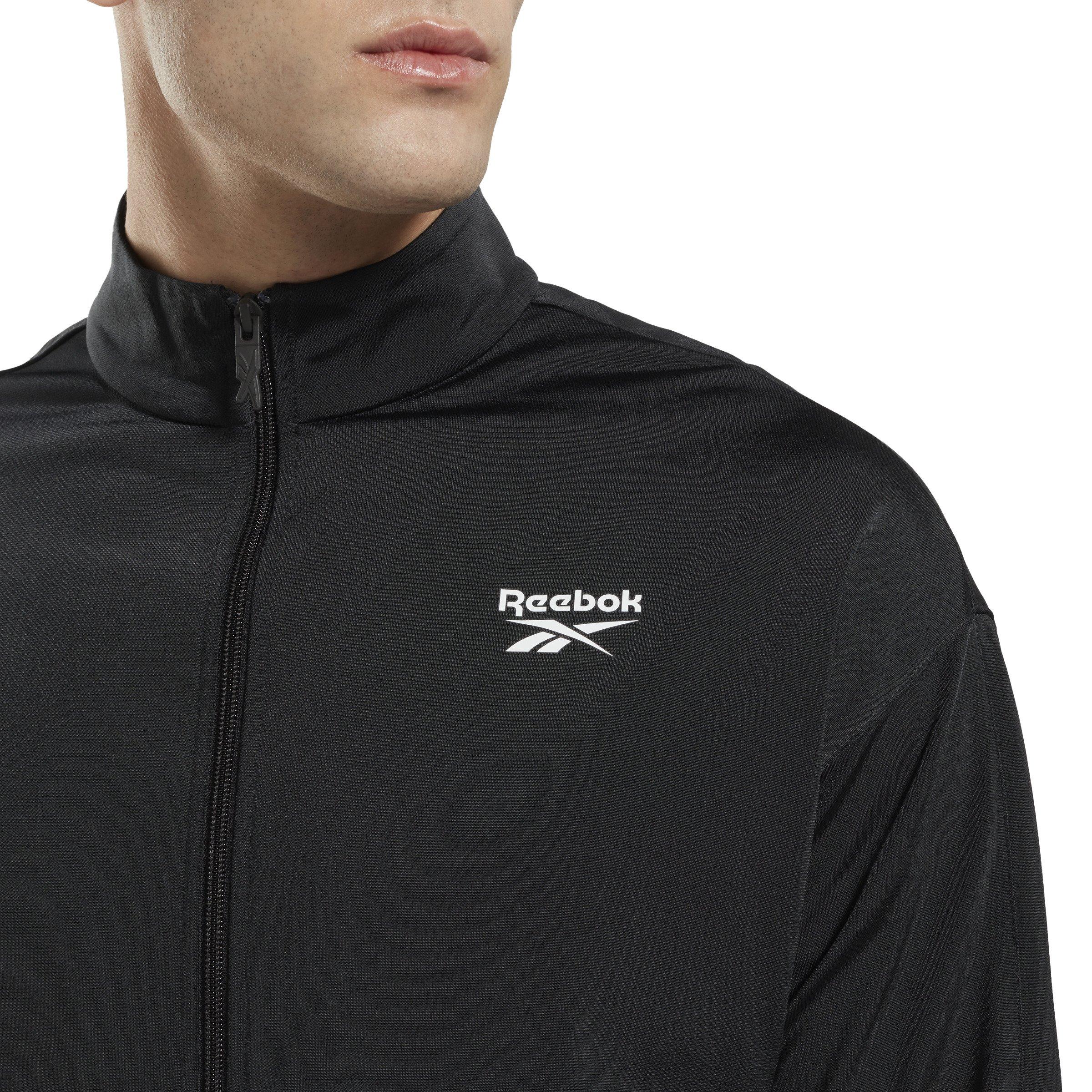 Reebok Men's ID Vector Track Jacket- Black - BLACK/WHITE Thumbnail View 4