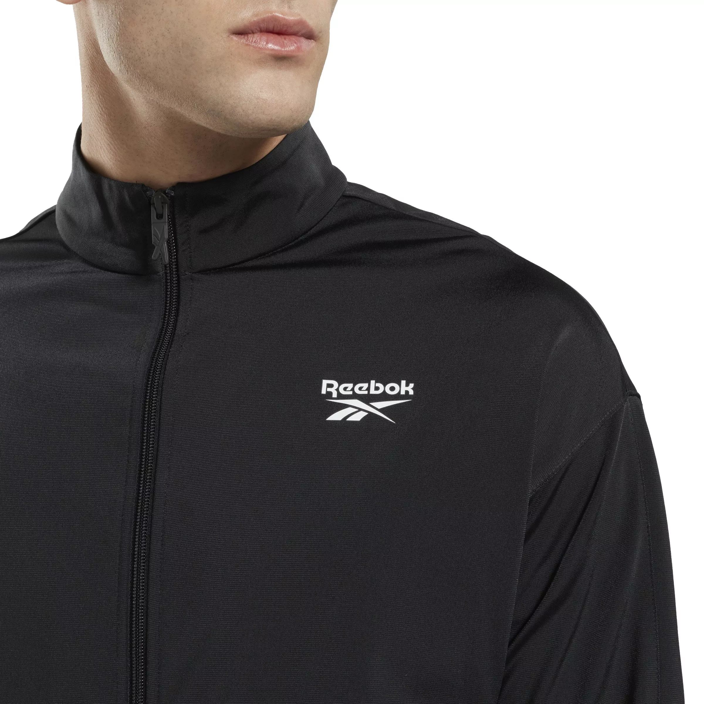 Reebok Men's ID Vector Track Jacket- Black - BLACK/WHITE