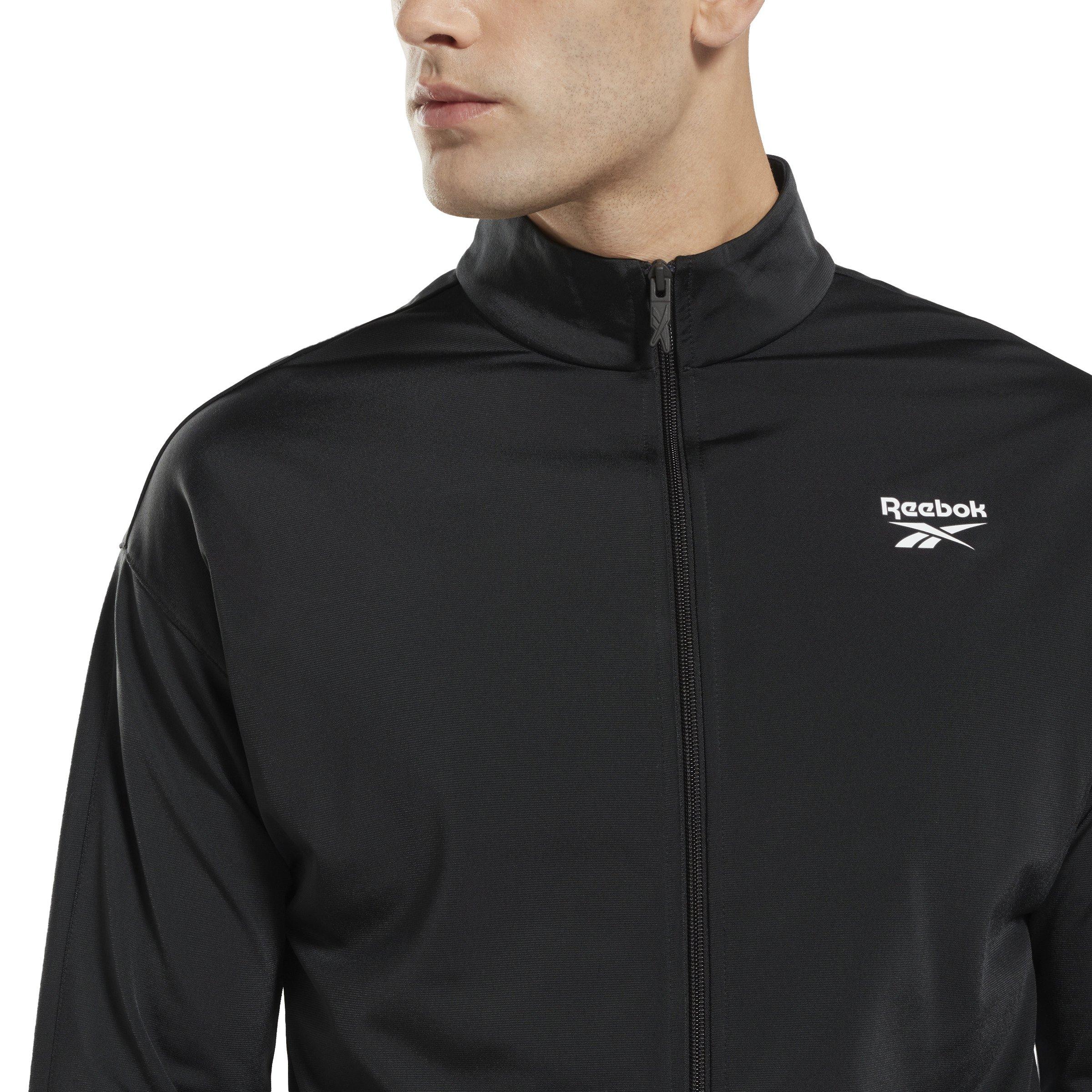 Reebok Men's ID Vector Track Jacket- Black - BLACK/WHITE Thumbnail View 5