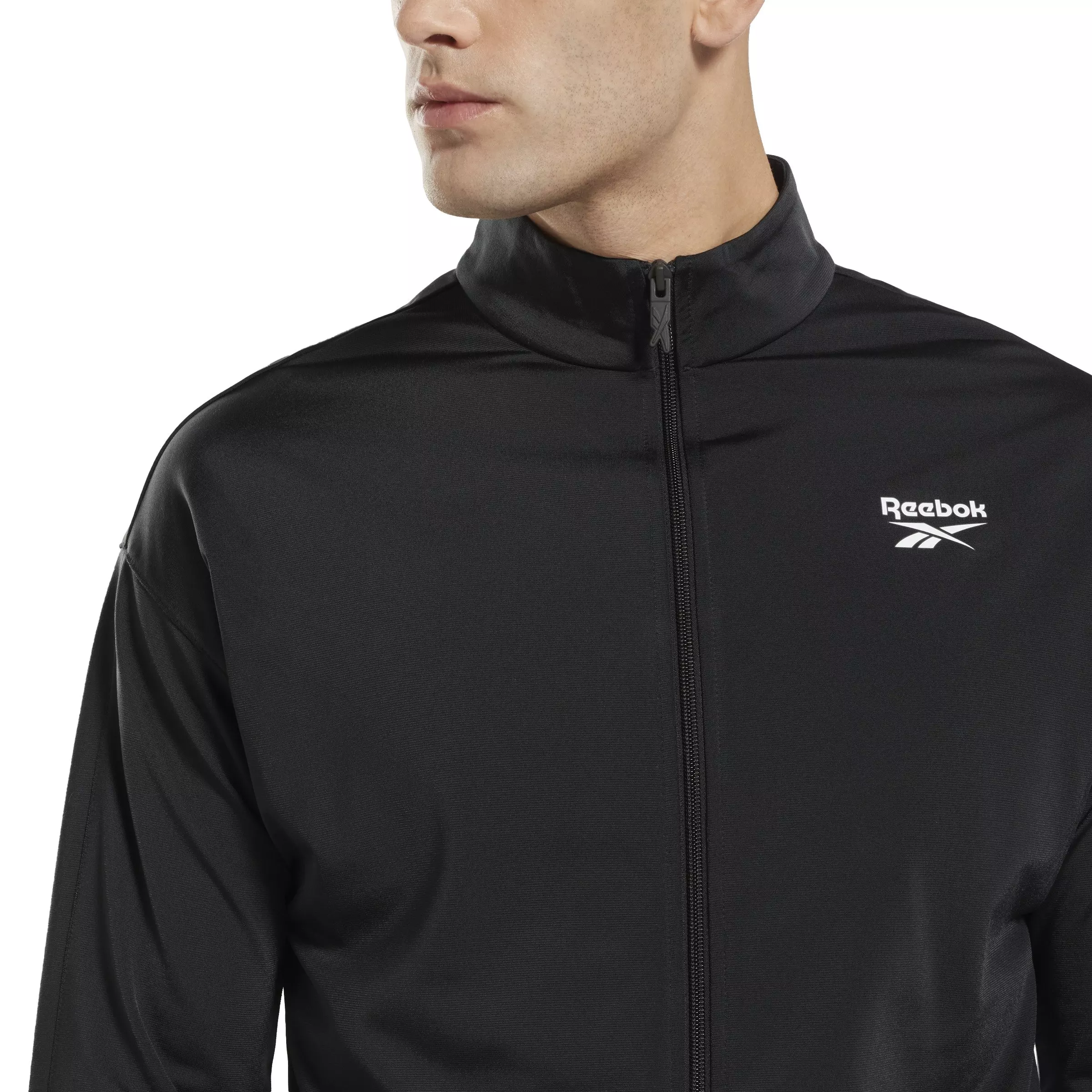 Reebok Men's ID Vector Track Jacket- Black - BLACK/WHITE
