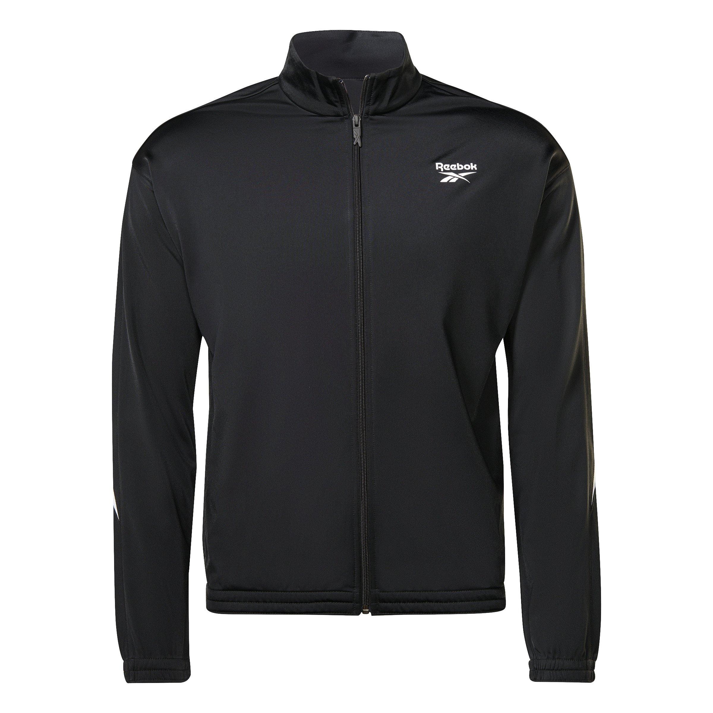 Reebok Men's ID Vector Track Jacket- Black - BLACK/WHITE Thumbnail View 6
