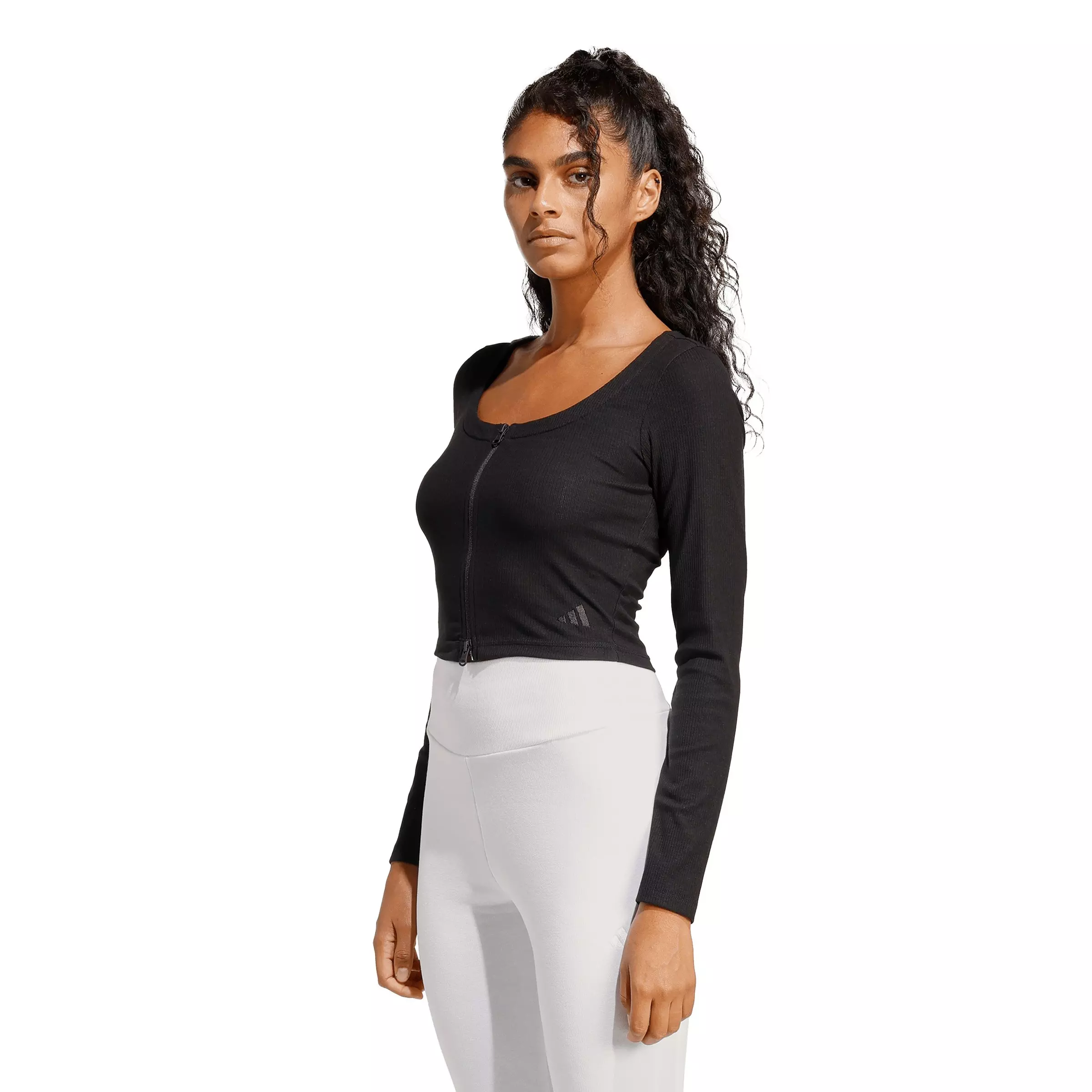 adidas Women's Seasonal Essentials Rib Cardigan -Black - BLACK