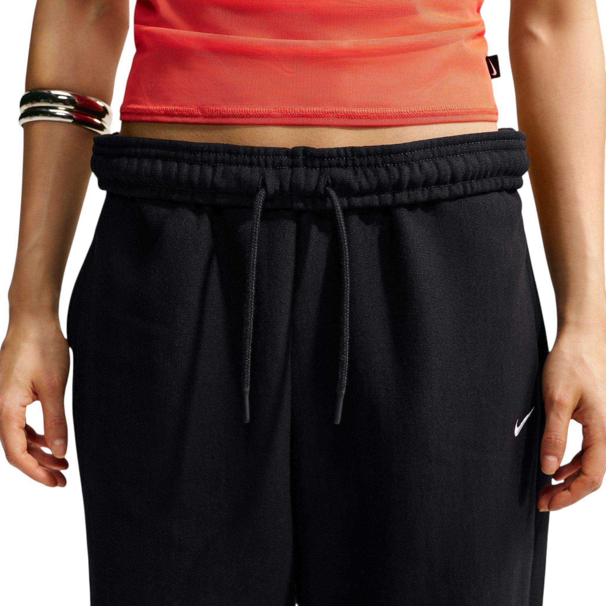 Nike Women's Studio Fleece Heavyweight Oversized High-Rise Joggers - Black/Off-White - BLACK/OFF-WHITE