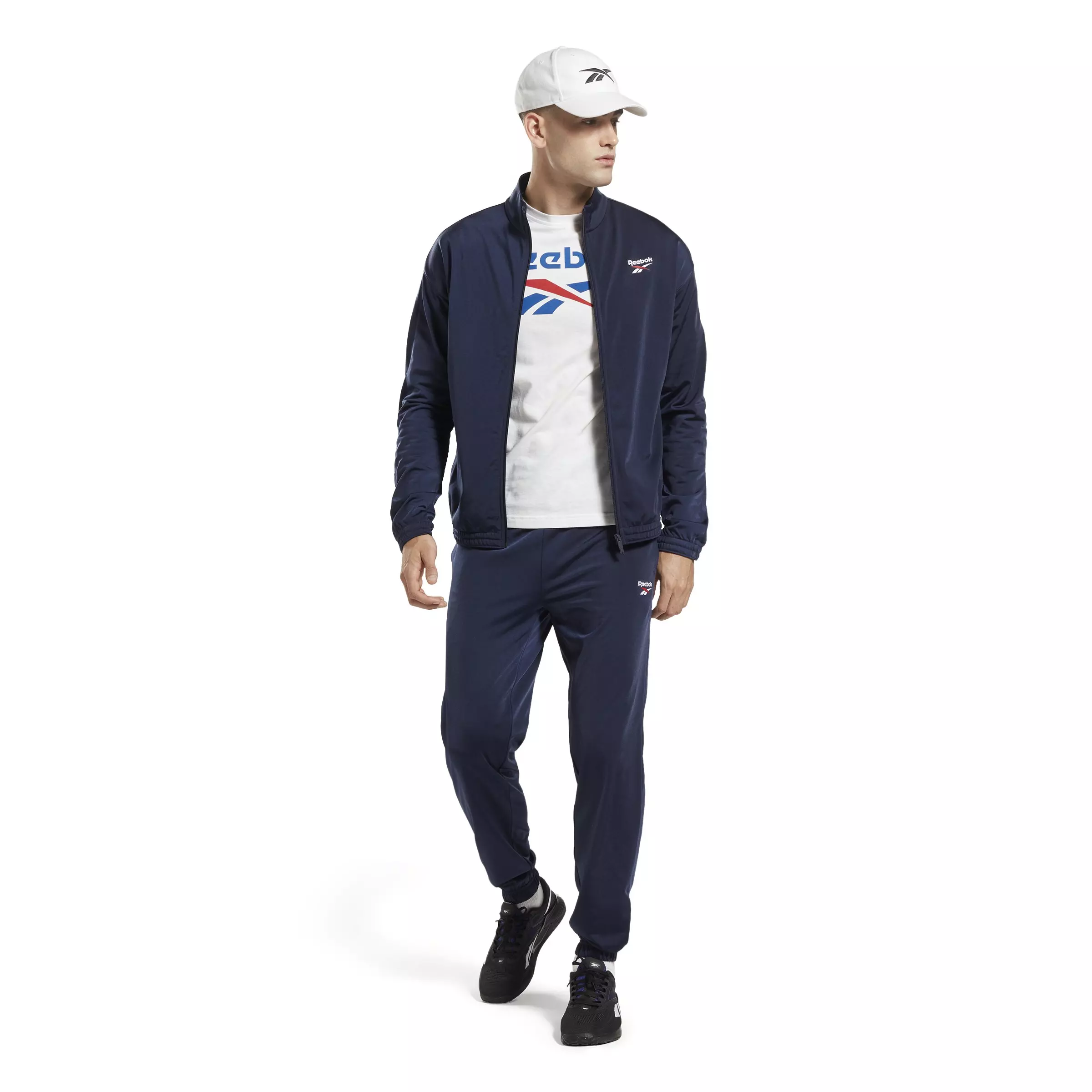 Reebok Men's ID Vector Track Jacket- Navy - NAVY/RED