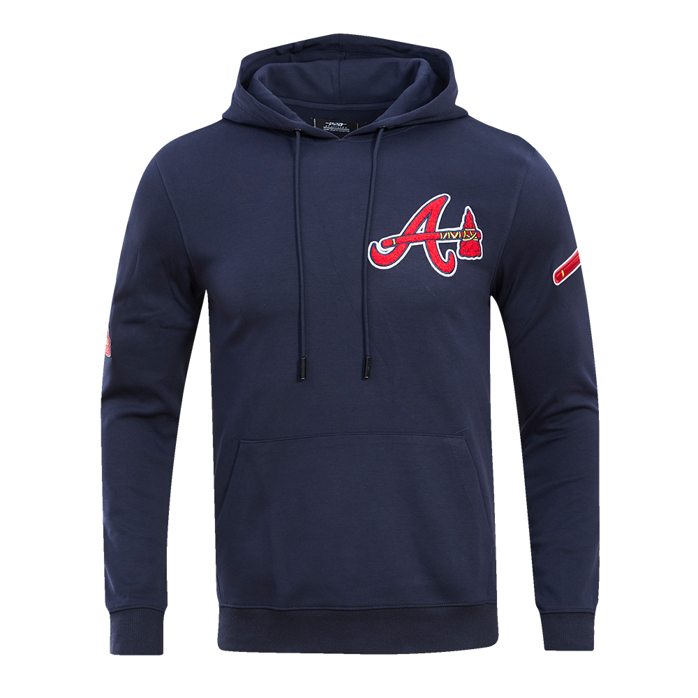 Pro Standard Men's Atlanta Braves Classic Chenille DK PO Hoodie - Navy - NAVY Thumbnail View 1