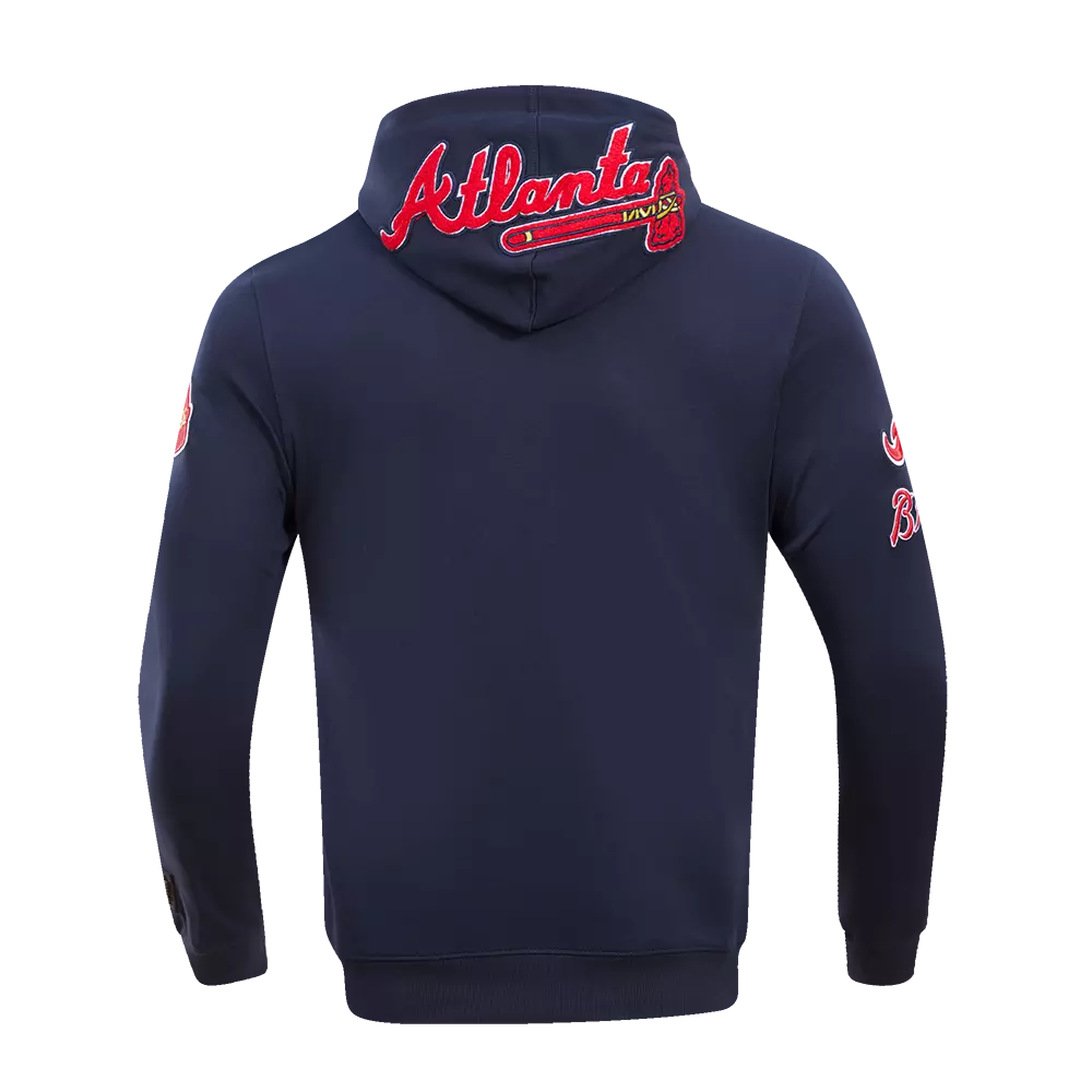 Pro Standard Men's Atlanta Braves Classic Chenille DK PO Hoodie - Navy - NAVY