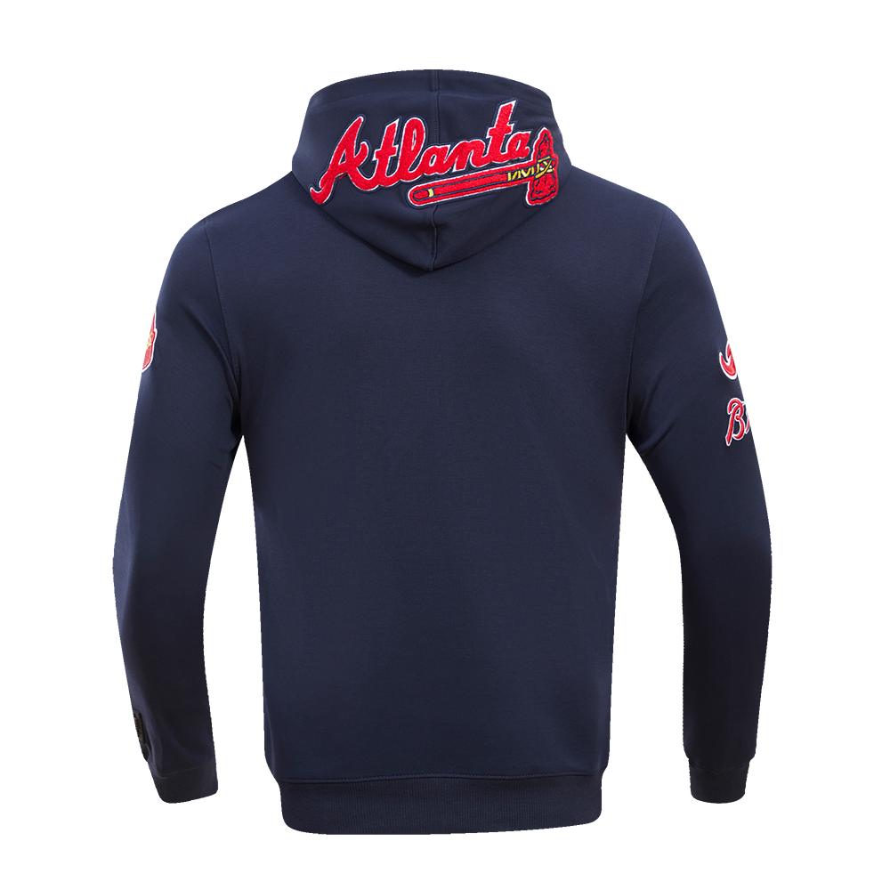 Pro Standard Men's Atlanta Braves Classic Chenille DK PO Hoodie -Navy - NAVY Thumbnail View 2