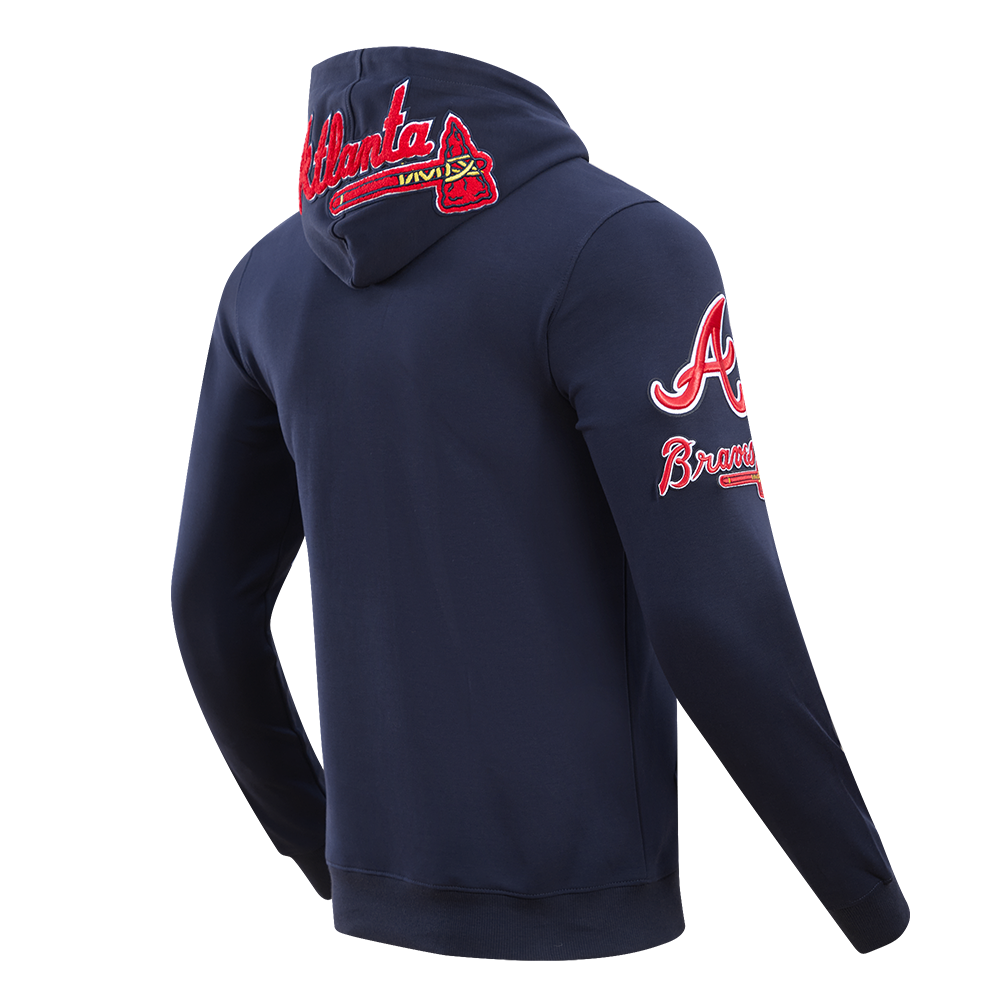 Pro Standard Men's Atlanta Braves Classic Chenille DK PO Hoodie - Navy - NAVY Thumbnail View 3