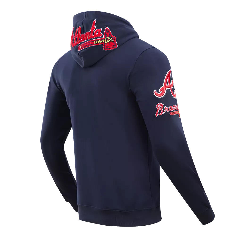Pro Standard Men's Atlanta Braves Classic Chenille DK PO Hoodie - Navy - NAVY