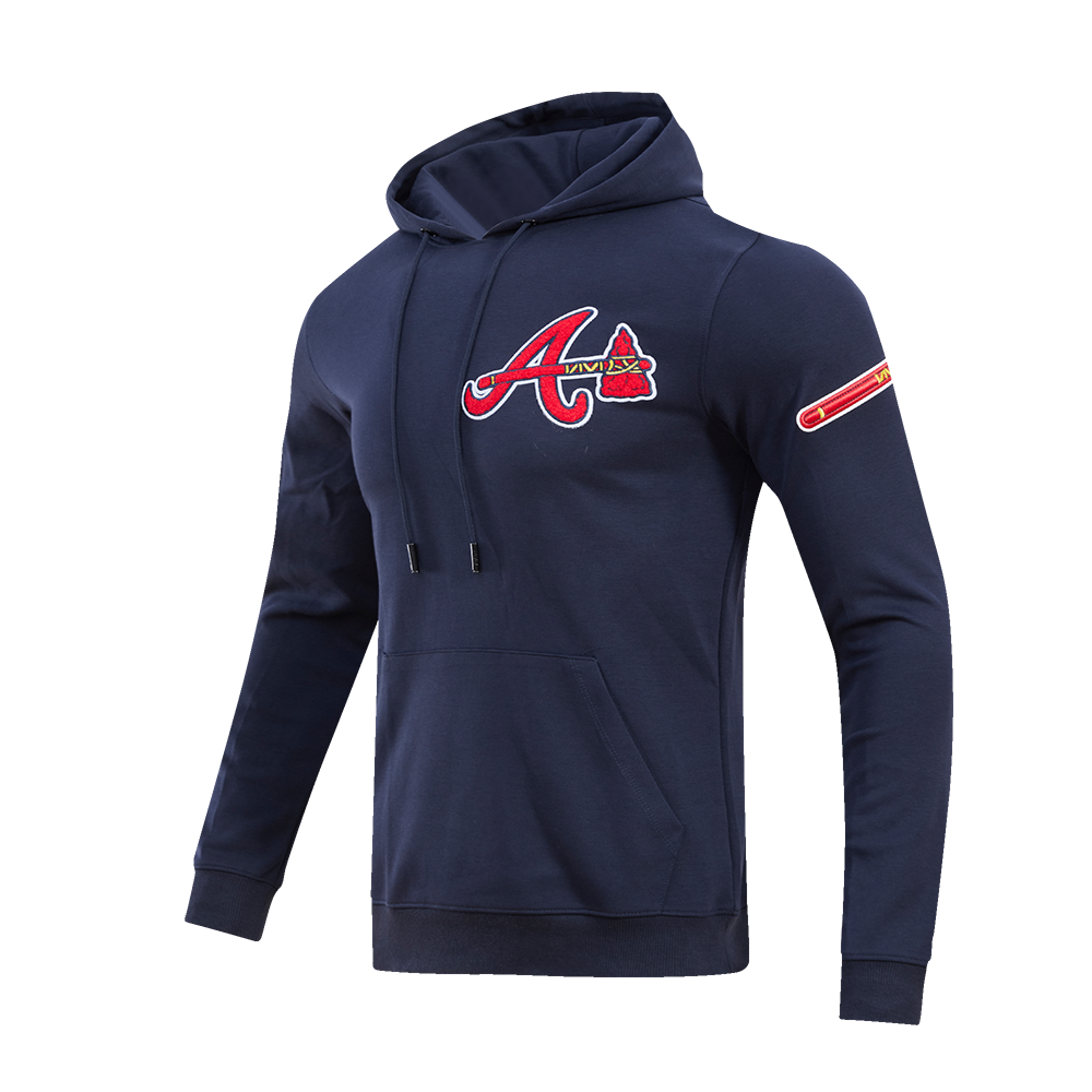 Pro Standard Men's Atlanta Braves Classic Chenille DK PO Hoodie - Navy - NAVY Thumbnail View 4