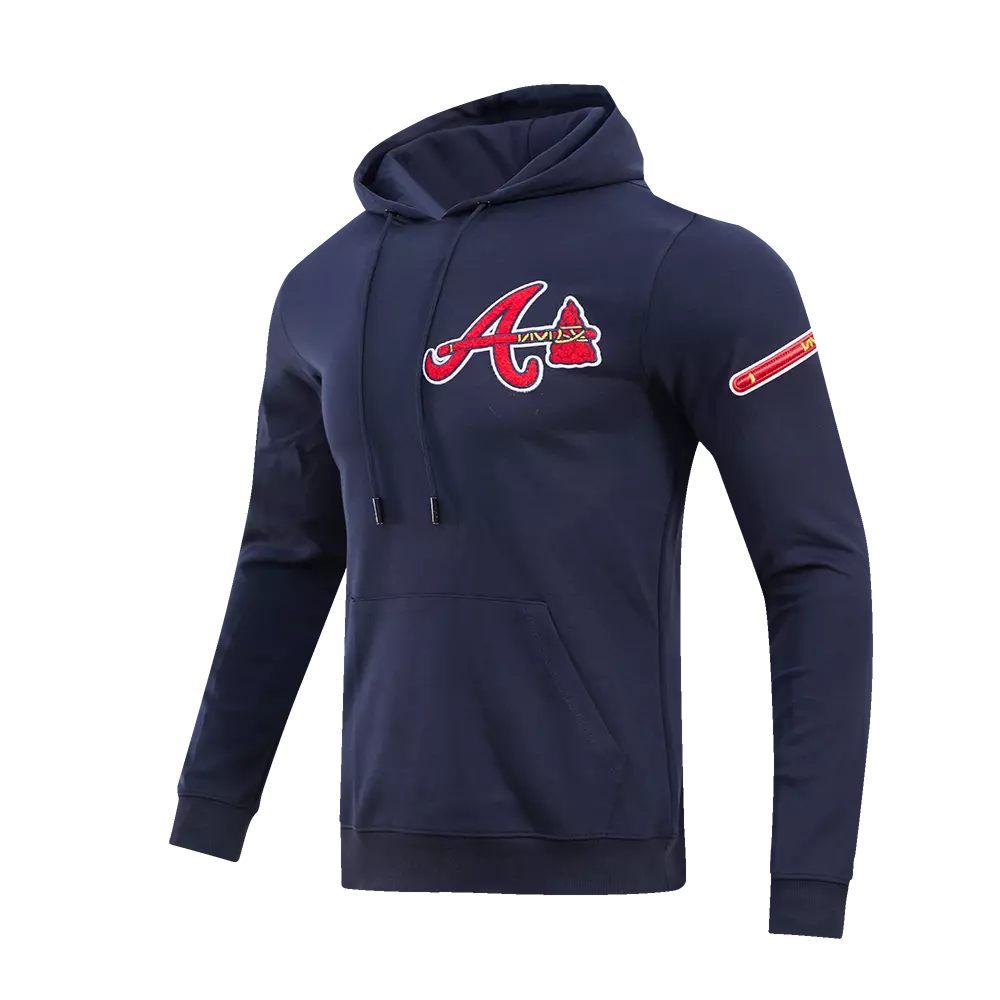Pro Standard Men's Atlanta Braves Classic Chenille DK PO Hoodie -Navy - NAVY
