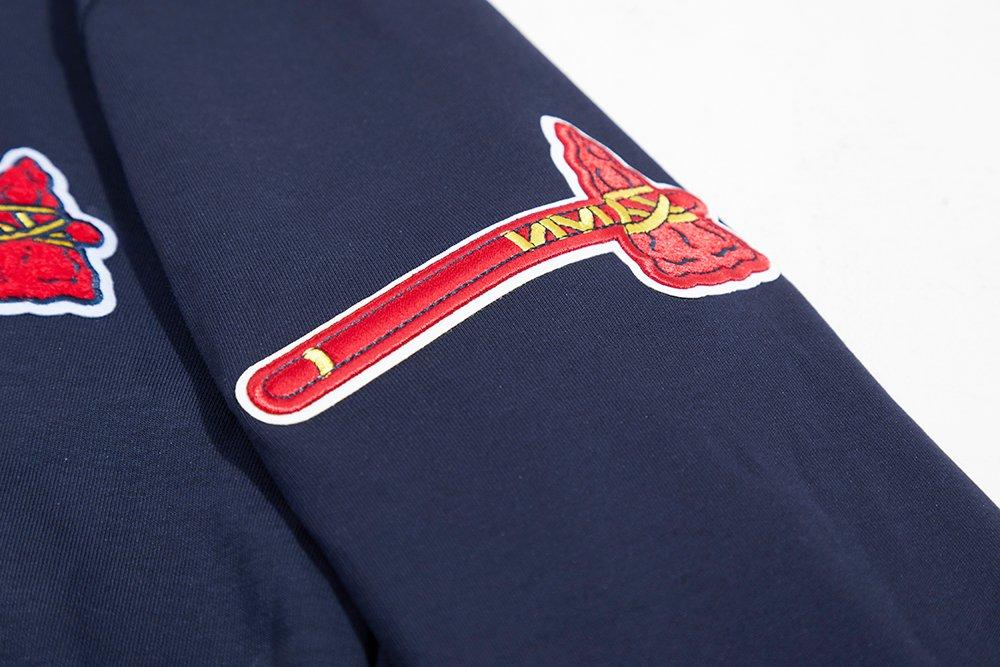 Pro Standard Men's Atlanta Braves Classic Chenille DK PO Hoodie -Navy - NAVY Thumbnail View 6