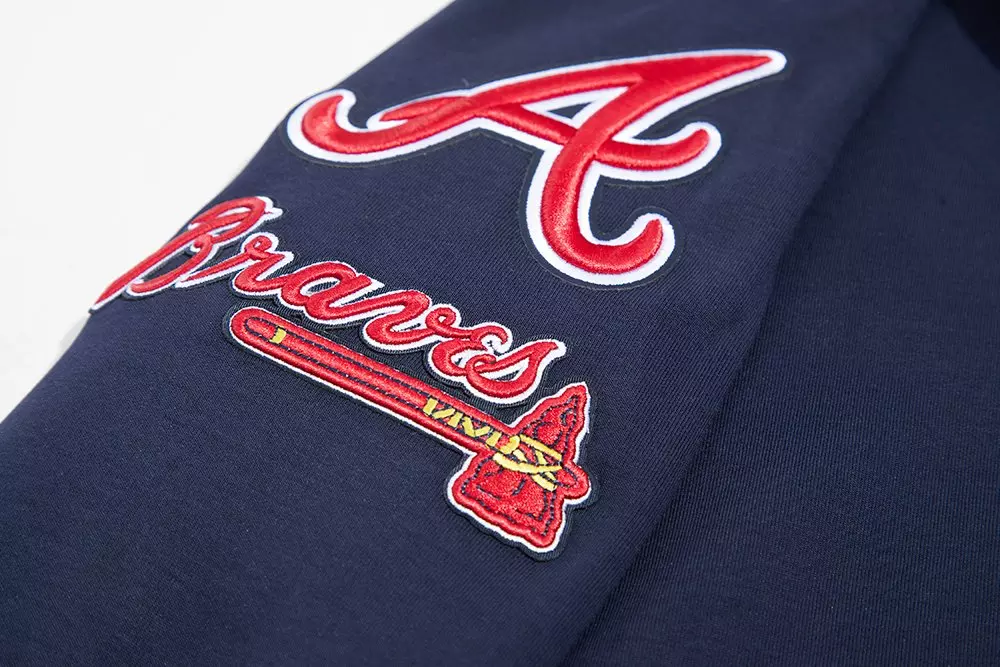 Pro Standard Men's Atlanta Braves Classic Chenille DK PO Hoodie -Navy - NAVY