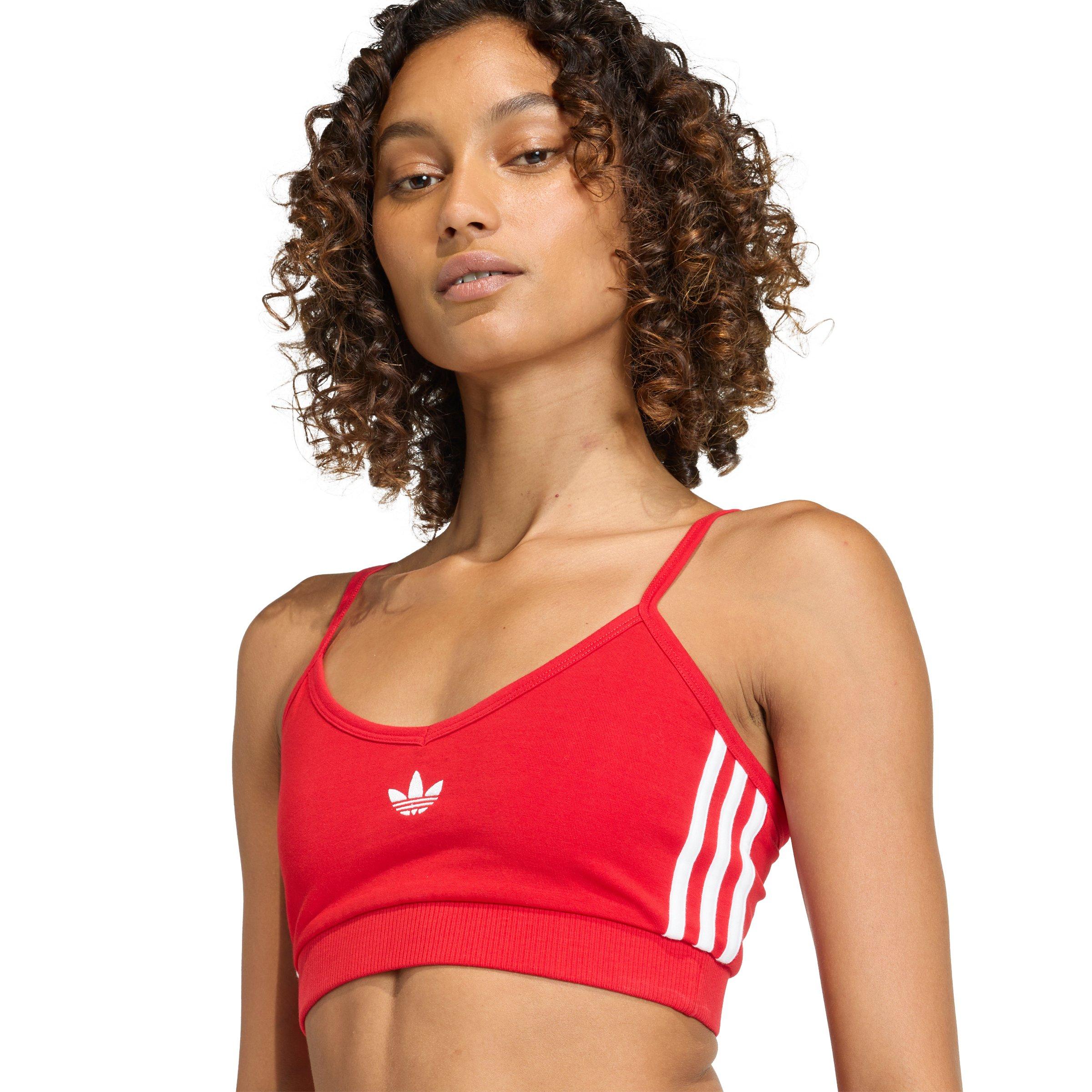 adidas Originals Women's 3-Stripes Bralette -Red/White - RED/WHITE Thumbnail View 4