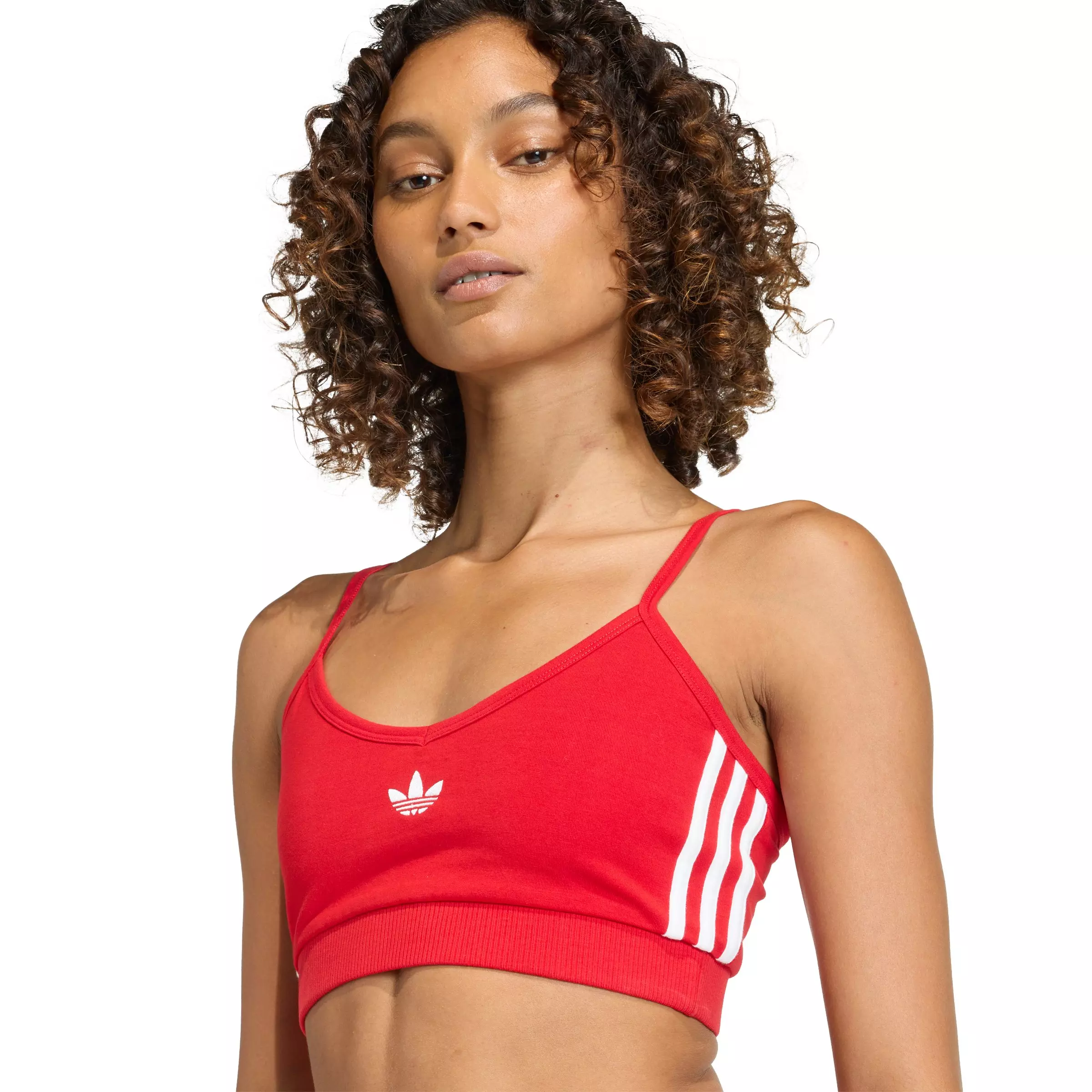 adidas Originals Women's 3-Stripes Bralette -Red/White - RED/WHITE
