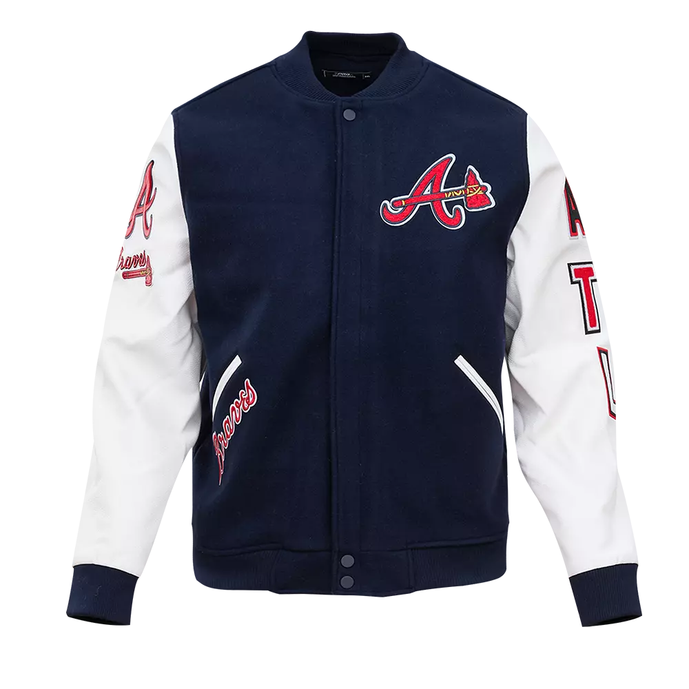 Pro Standard Men's Atlanta Braves Classic Wool Varsity Jacket - Navy - NAVY